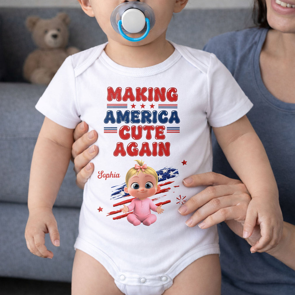 Personalized Baby Onesie Custom Name American Flag Gift Baby Onesie GradoCreations