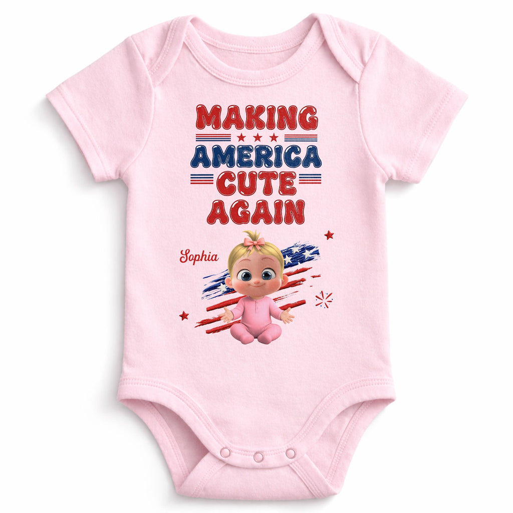 Personalized Baby Onesie Custom Name American Flag Gift Baby Onesie GradoCreations