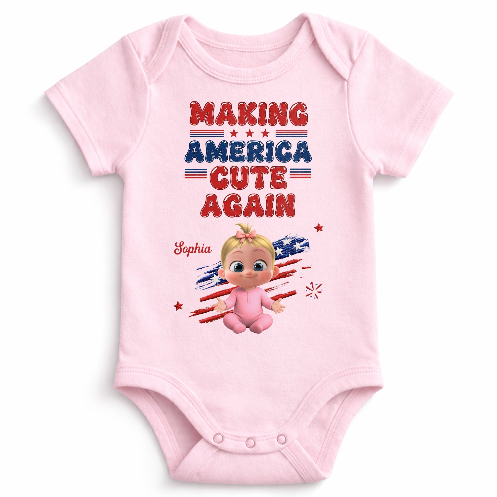 Personalized Baby Onesie Custom Name American Flag Gift Baby Onesie GradoCreations
