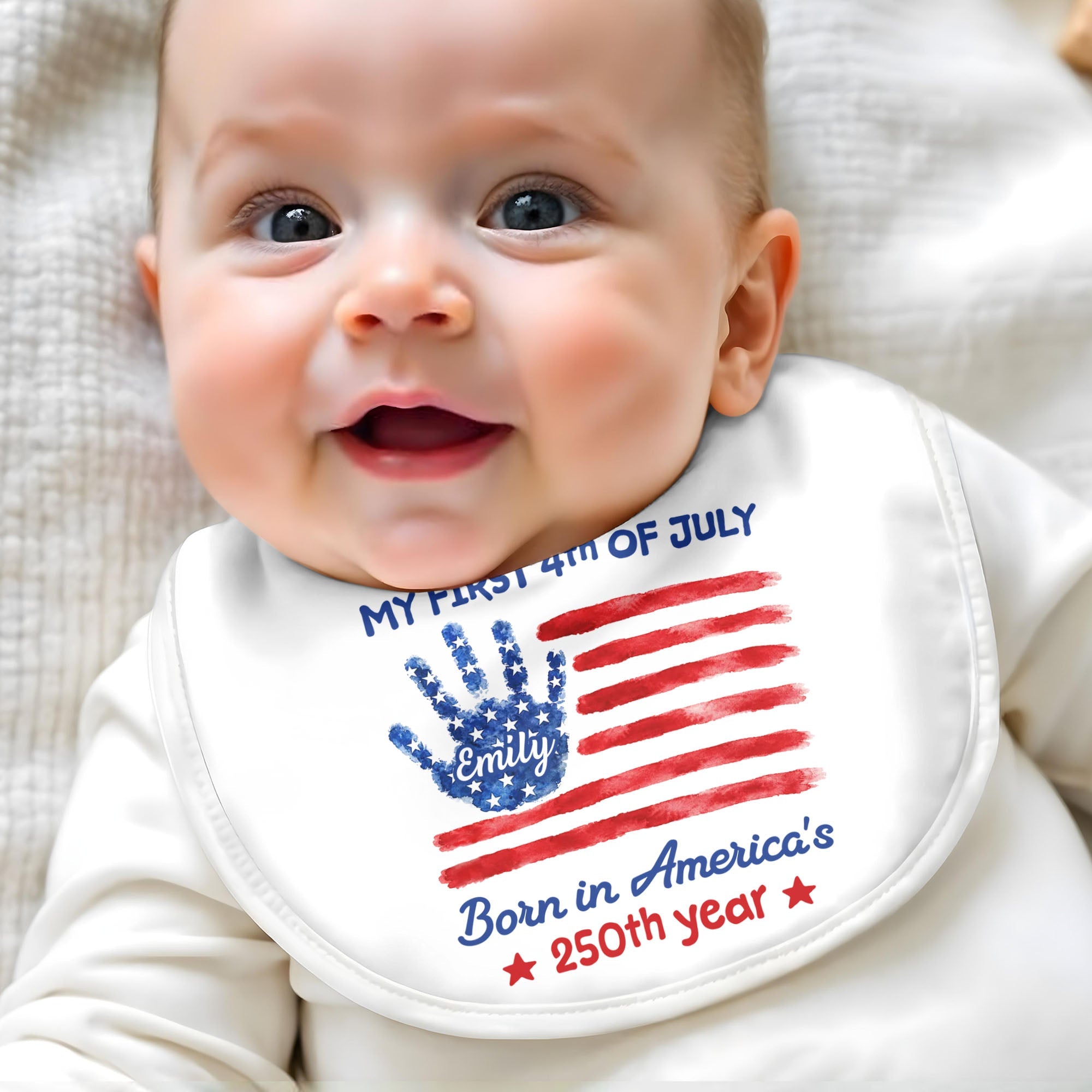 Personalized 4th of July Baby Bib Custom Name American Flag Gift Baby Bib GradoCreations