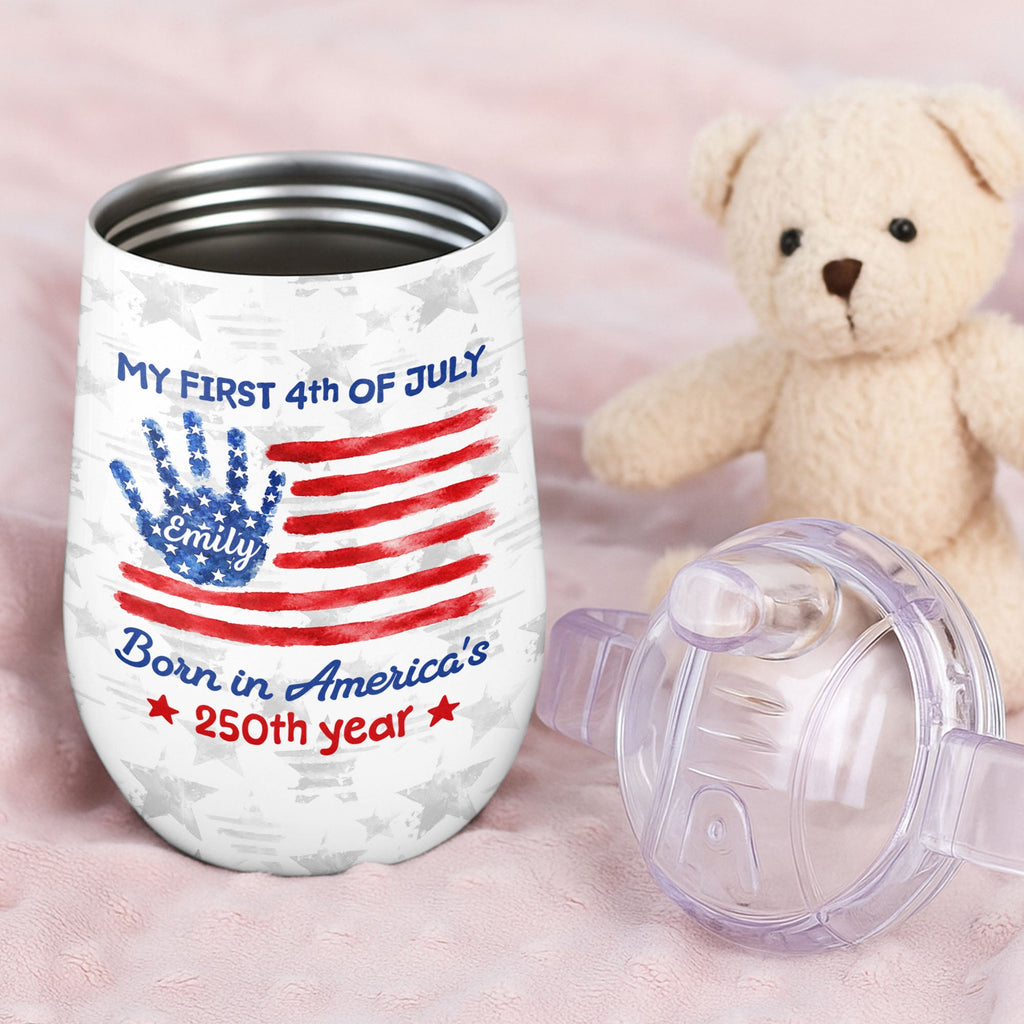 Personalized 4th of July American Flag Sippy Cup Custom Name Gift for Kids Sippy Cup GradoCreations