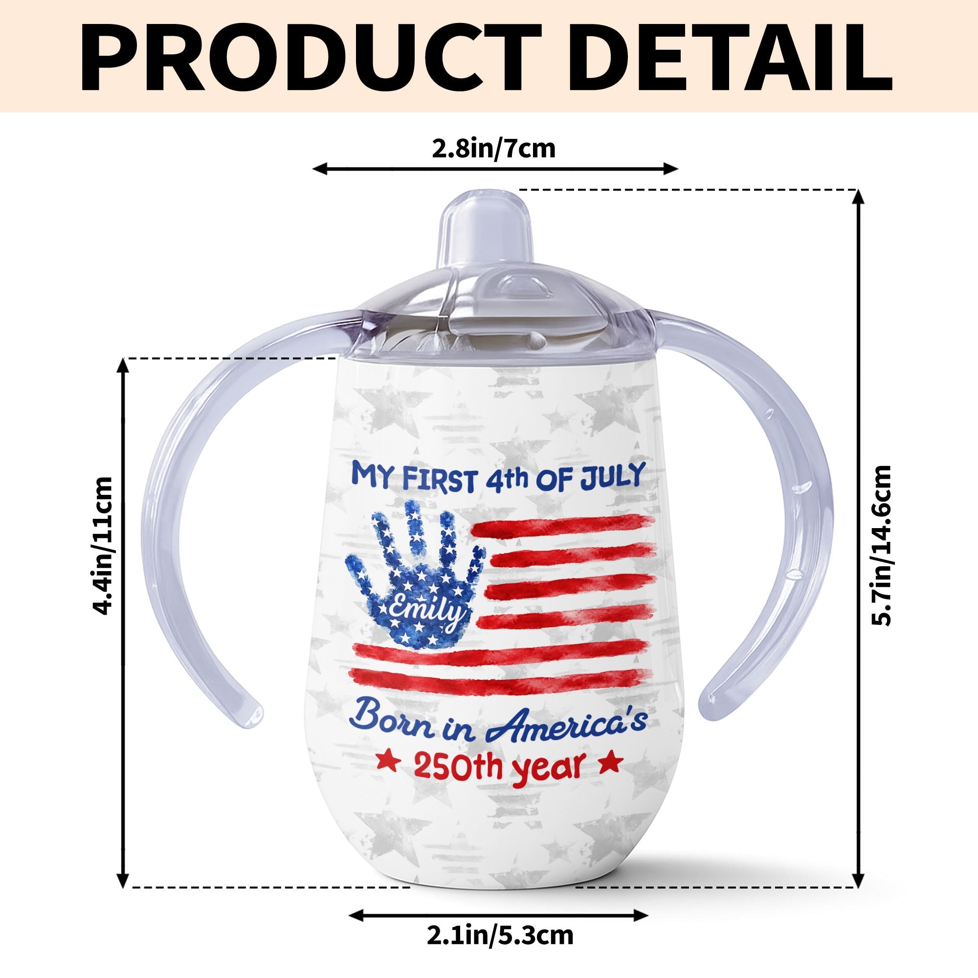 Personalized 4th of July American Flag Sippy Cup Custom Name Gift for Kids Sippy Cup GradoCreations