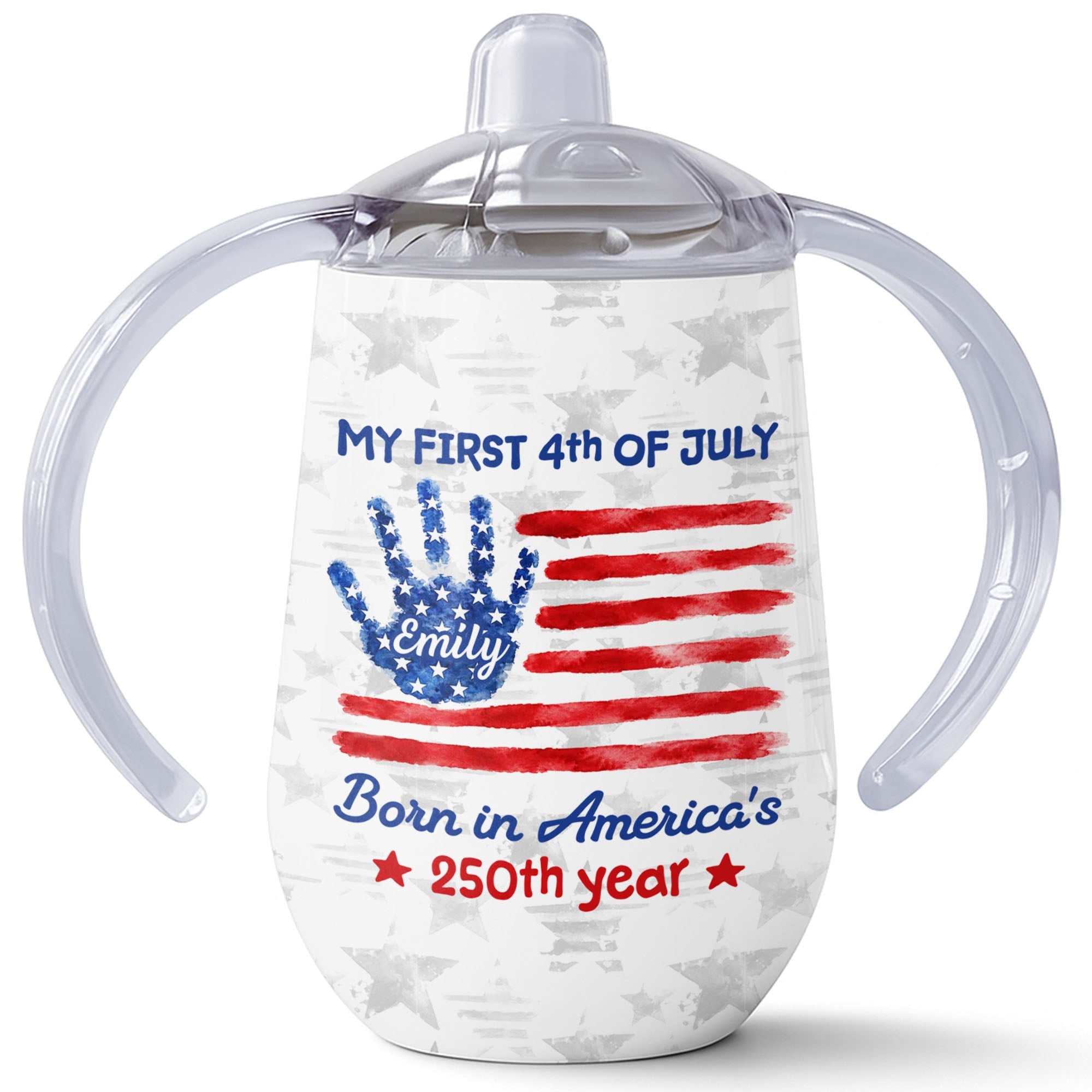 Personalized 4th of July American Flag Sippy Cup Custom Name Gift for Kids Sippy Cup GradoCreations