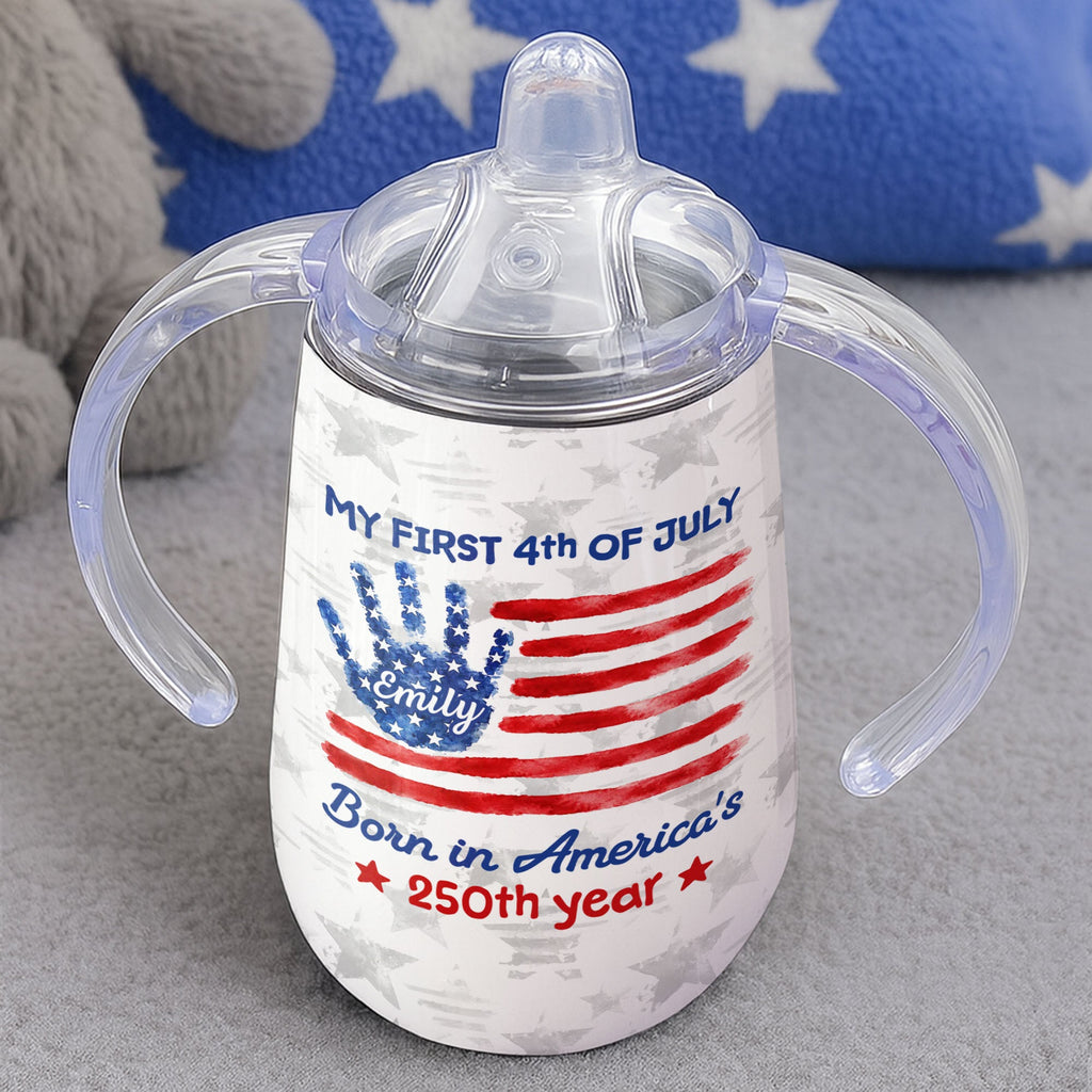 Personalized 4th of July American Flag Sippy Cup Custom Name Gift for Kids Sippy Cup GradoCreations