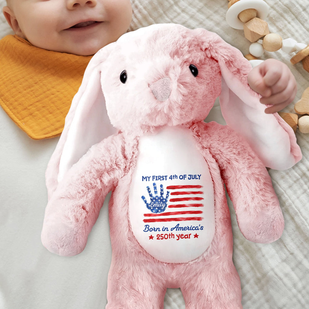Personalized Stuffed Bunny Custom Name 4th of July Gift for Kids Stuffed Bunny GradoCreations