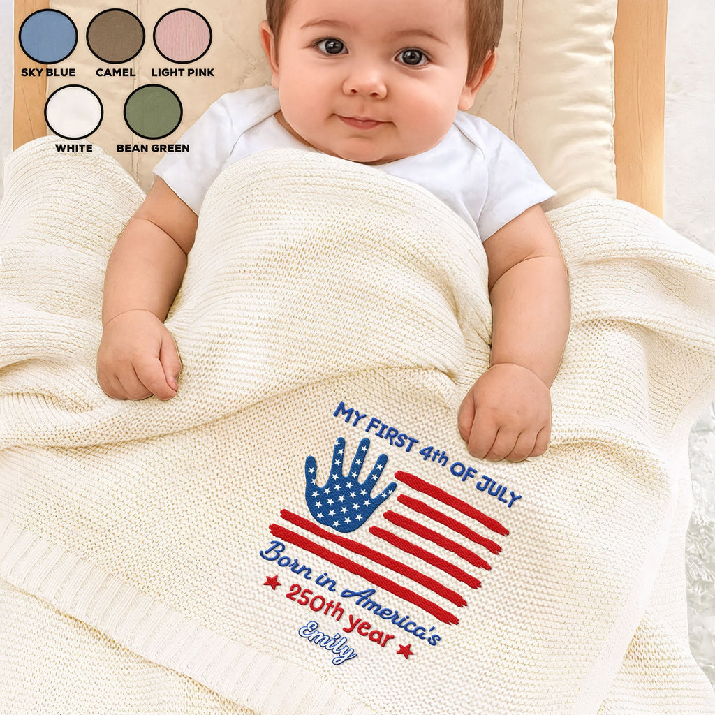 Personalized Baby Blanket Custom Name Flag Design 4th Of July Gift Baby Blanket GradoCreations
