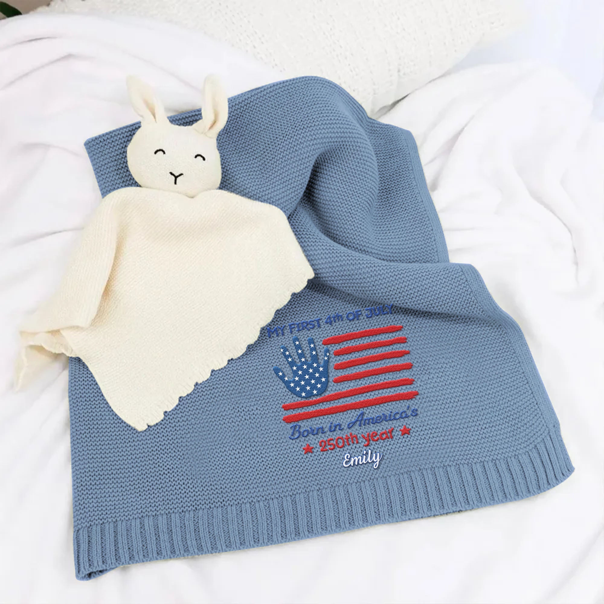 Personalized Baby Blanket Custom Name Flag Design 4th Of July Gift Baby Blanket GradoCreations