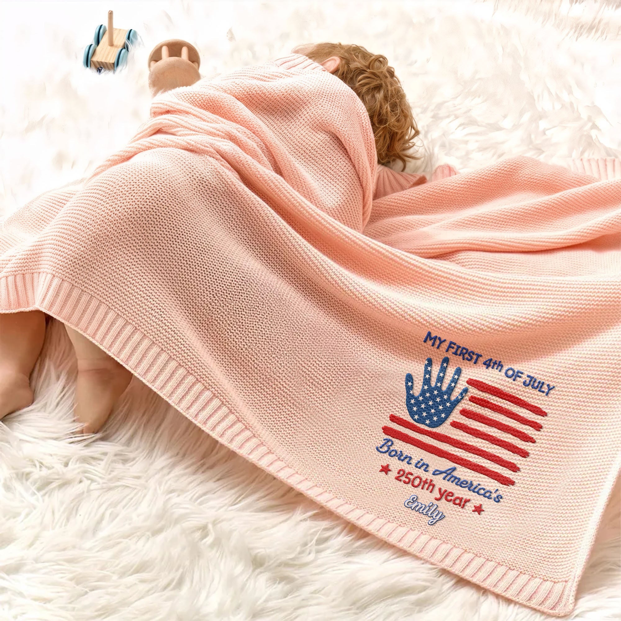 Personalized Baby Blanket Custom Name Flag Design 4th Of July Gift Baby Blanket GradoCreations