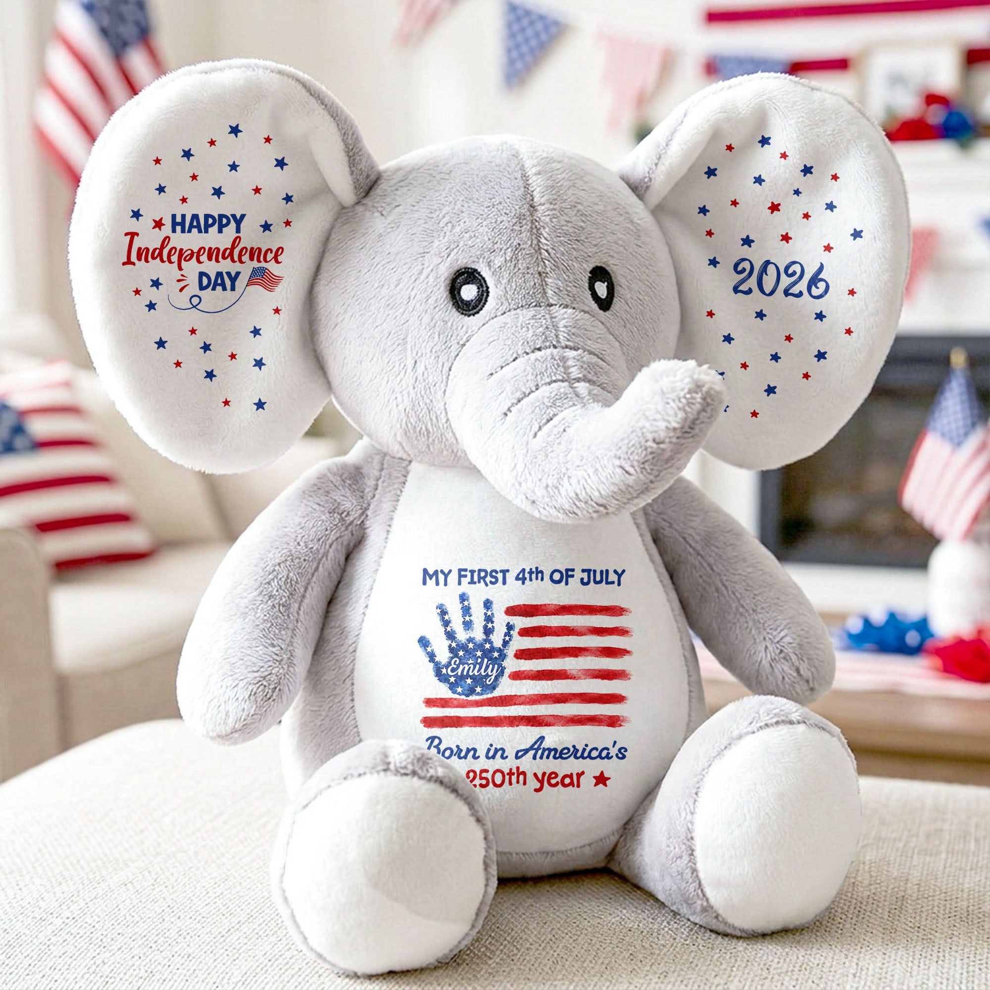 Personalized Elephant Stuffed Animal Custom Name Gift for Kids Elephant Doll GradoCreations