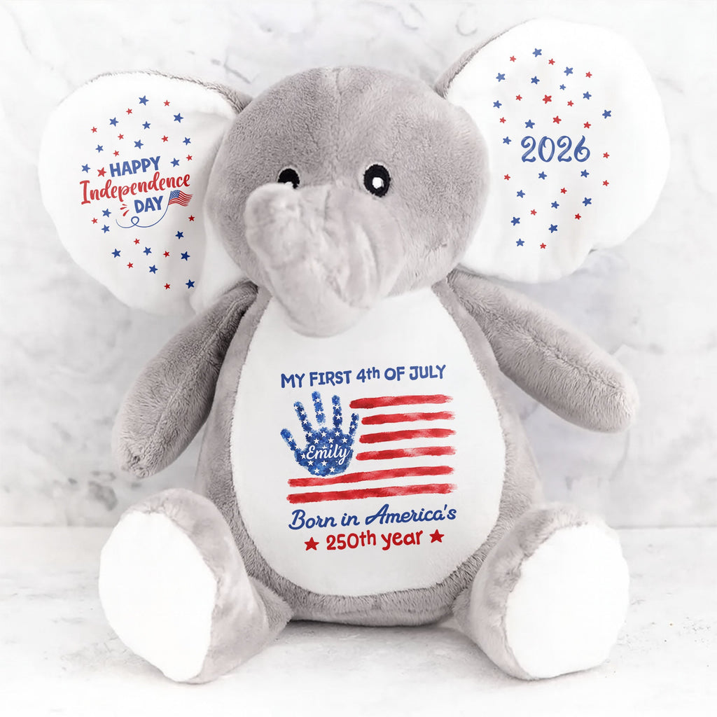 Personalized Elephant Stuffed Animal Custom Name Gift for Kids Elephant Doll GradoCreations