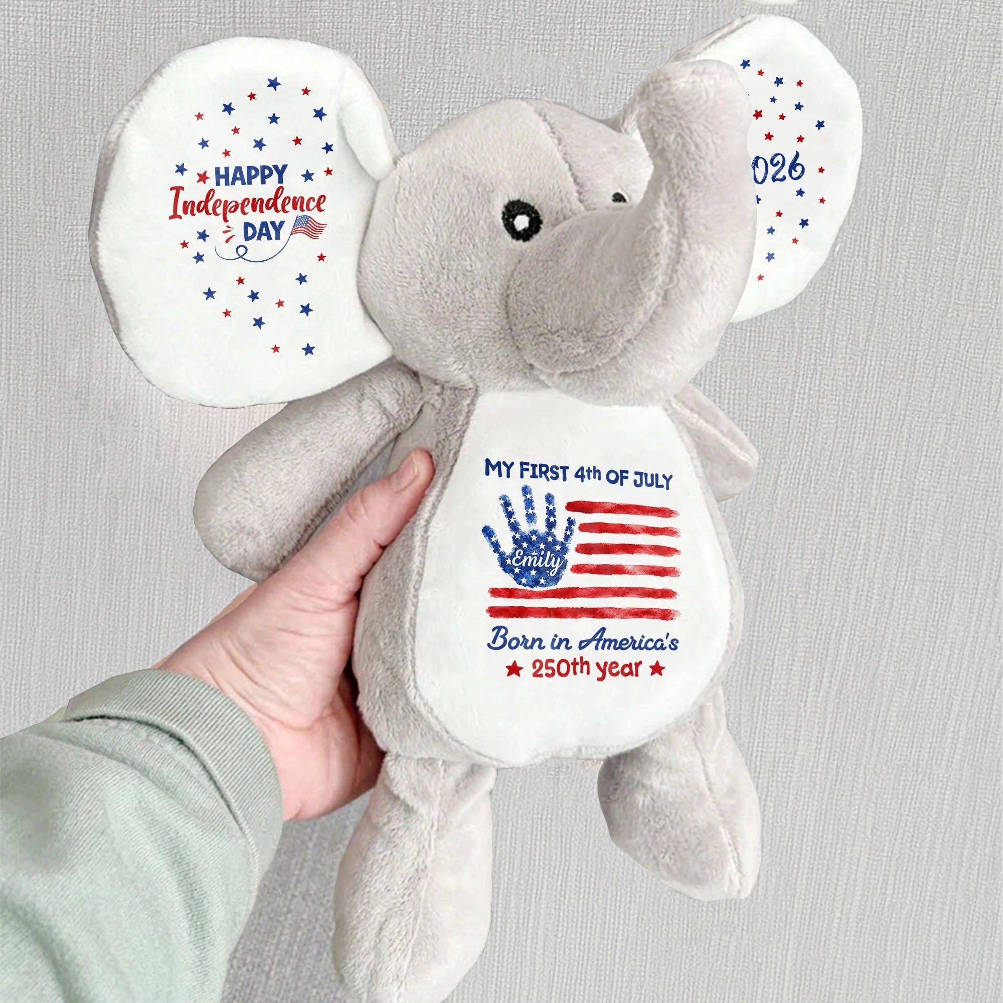 Personalized Elephant Stuffed Animal Custom Name Gift for Kids Elephant Doll GradoCreations