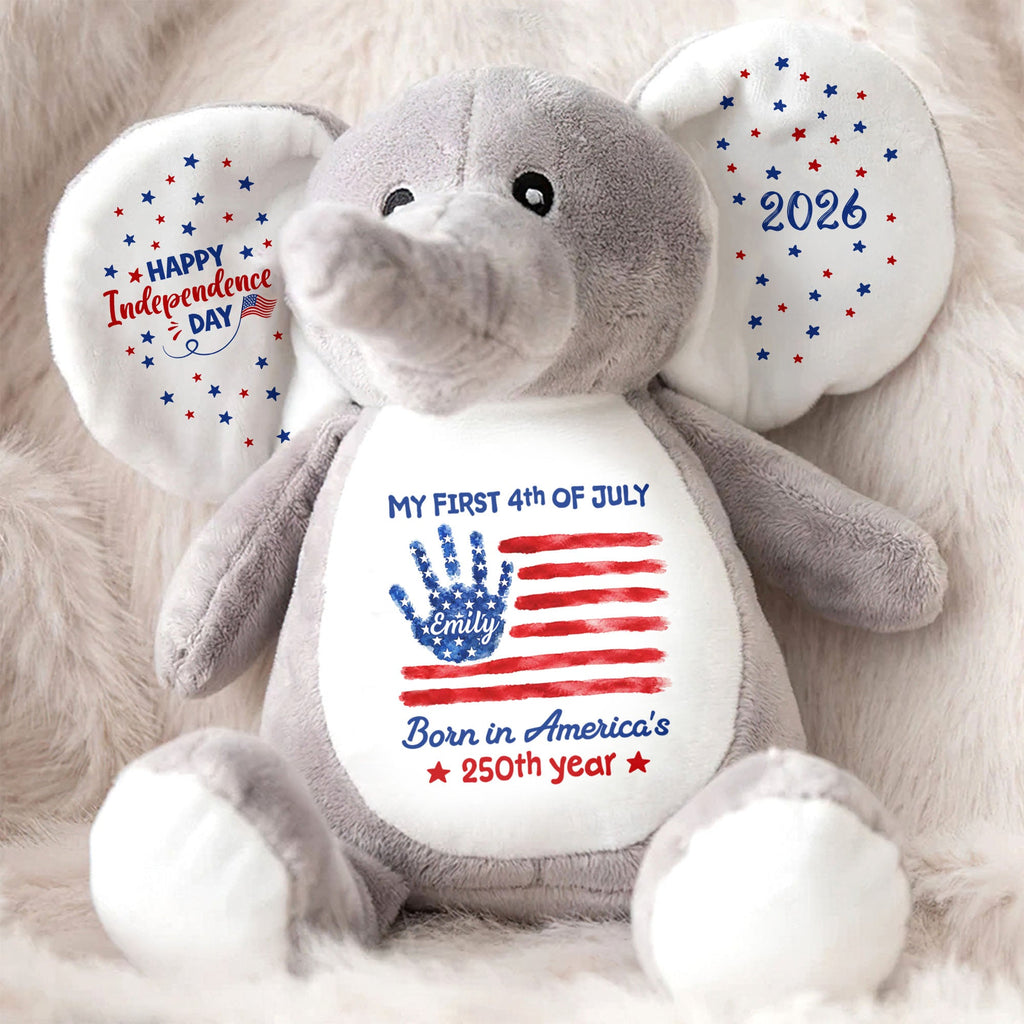 Personalized Elephant Stuffed Animal Custom Name Gift for Kids Elephant Doll GradoCreations