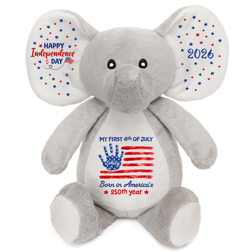 Personalized Elephant Stuffed Animal Custom Name Gift for Kids Elephant Doll GradoCreations