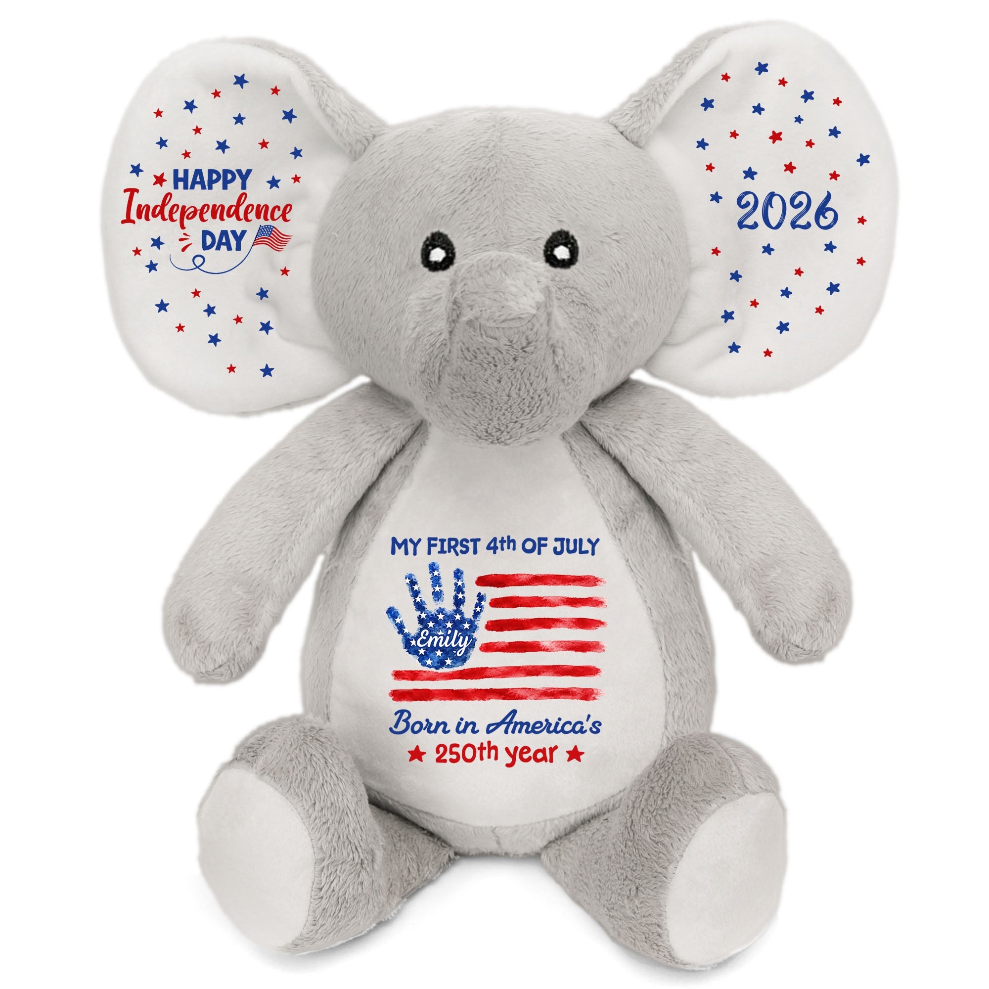 Personalized Elephant Stuffed Animal Custom Name Gift for Kids Elephant Doll GradoCreations