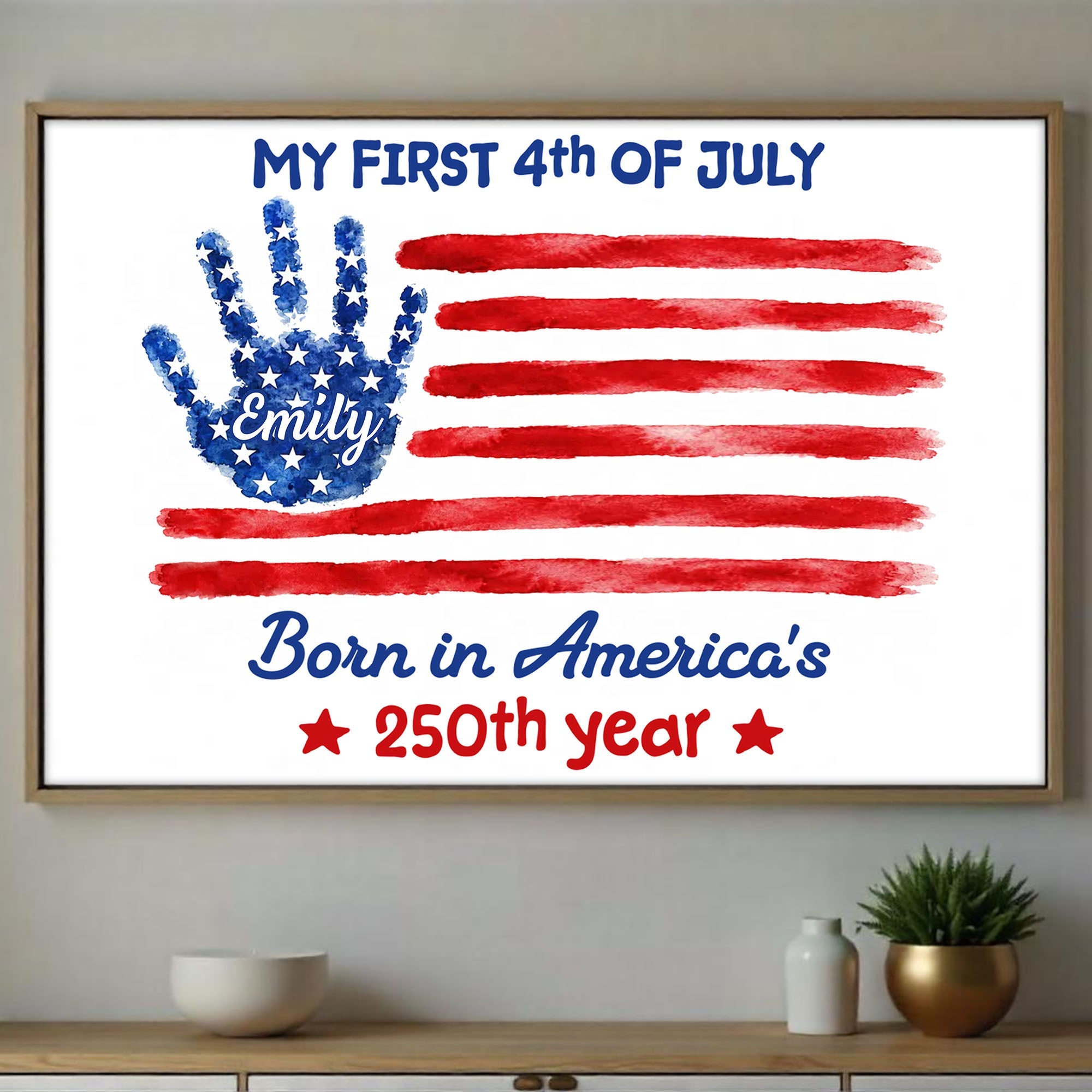 Personalized 4th of July Handprint Poster Custom Name Gift for Baby Poster GradoCreations