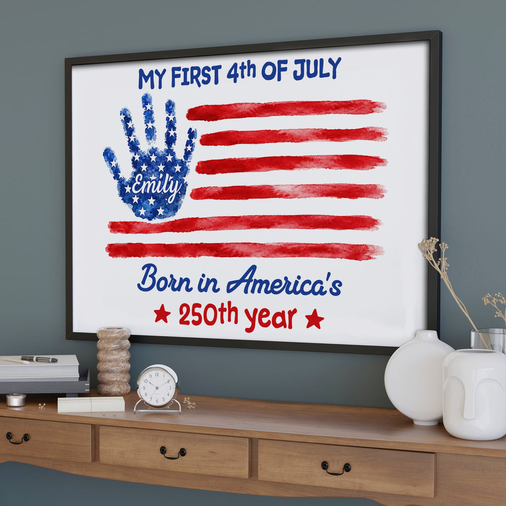 Personalized 4th of July Handprint Poster Custom Name Gift for Baby Poster GradoCreations