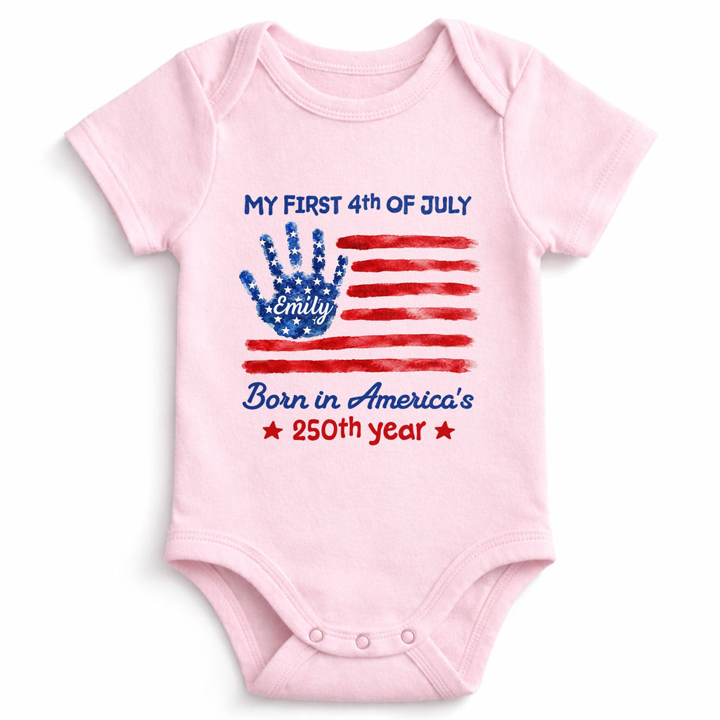 Personalized 4th of July Handprint Baby Onesie Custom Name Gift Baby Onesie GradoCreations