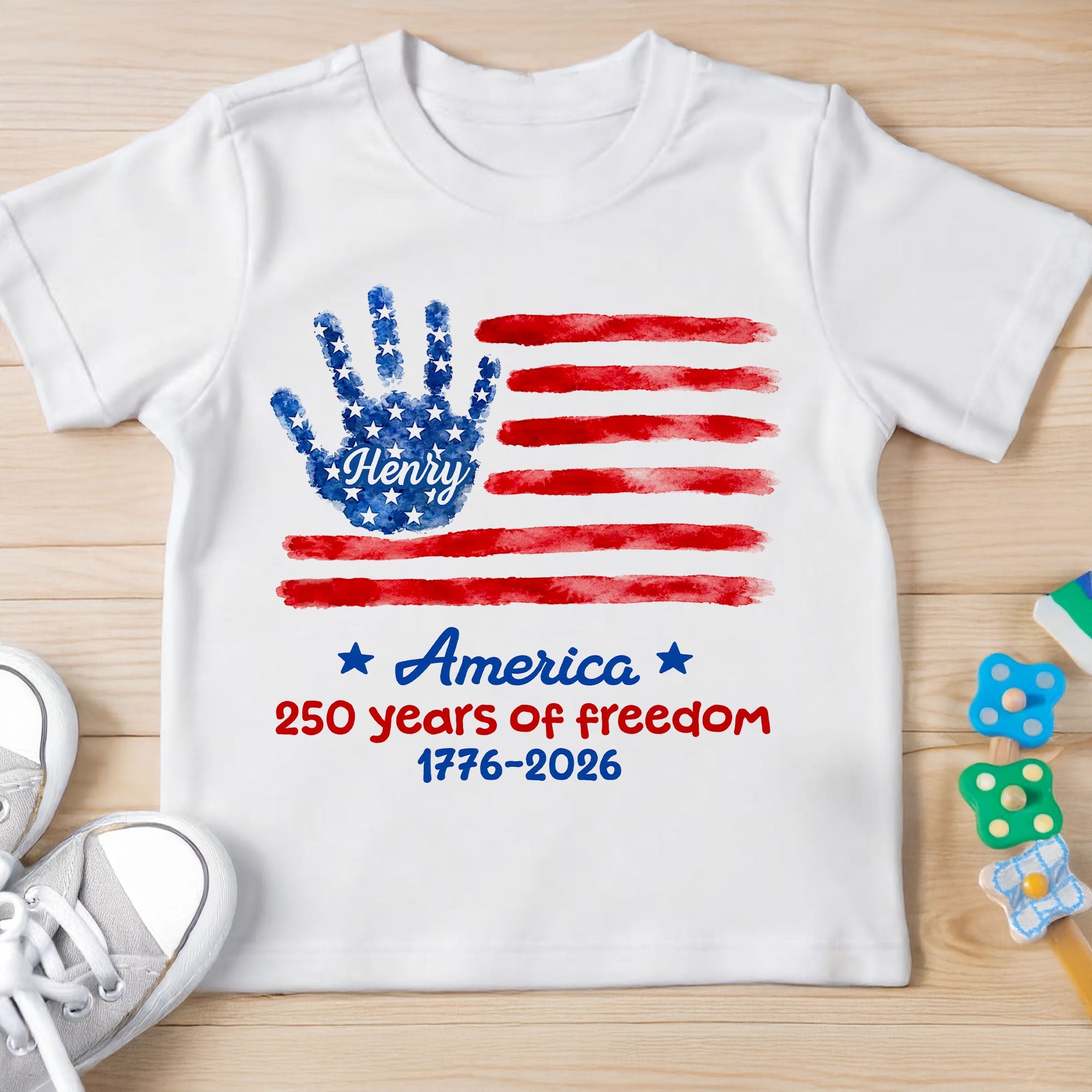 Personalized Patriotic Handprint Youth T-Shirt for Kids Youth T-Shirt GradoCreations