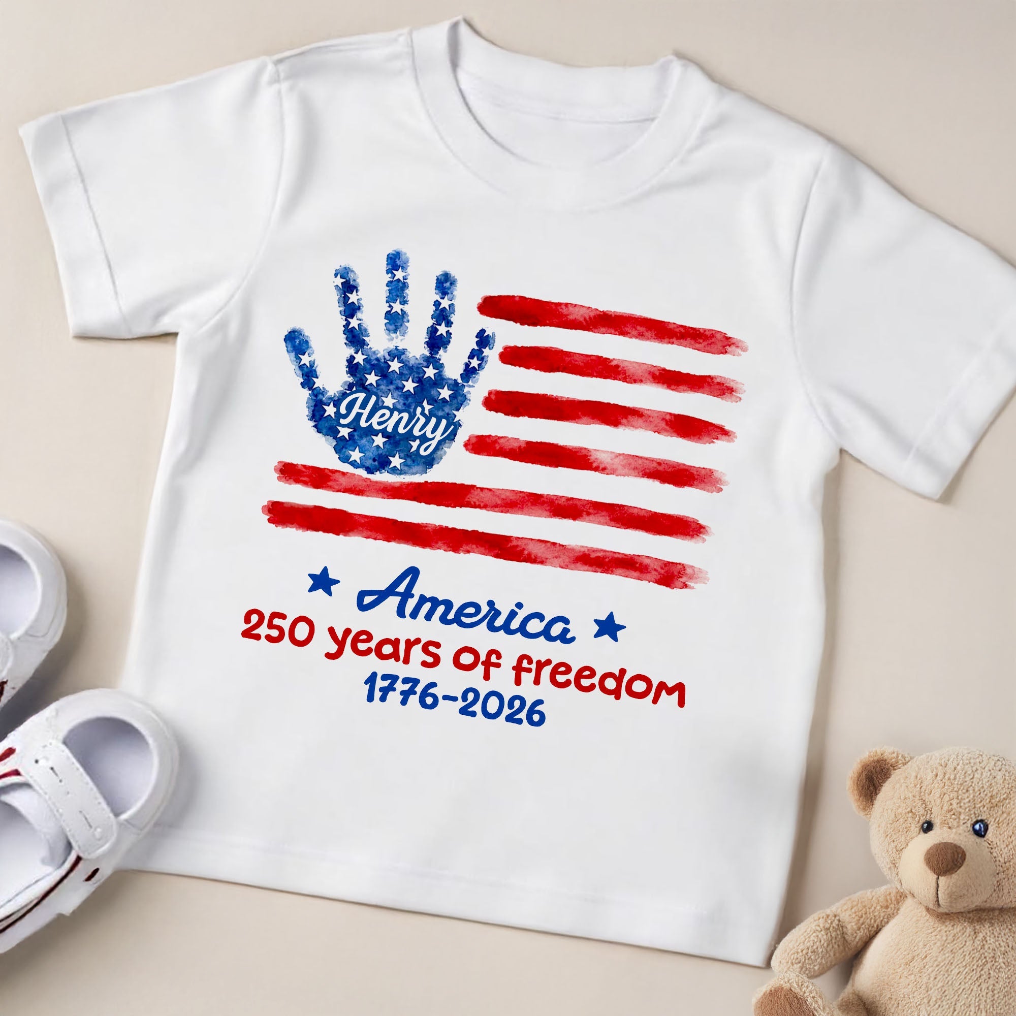 Personalized Patriotic Handprint Youth T-Shirt for Kids Youth T-Shirt GradoCreations