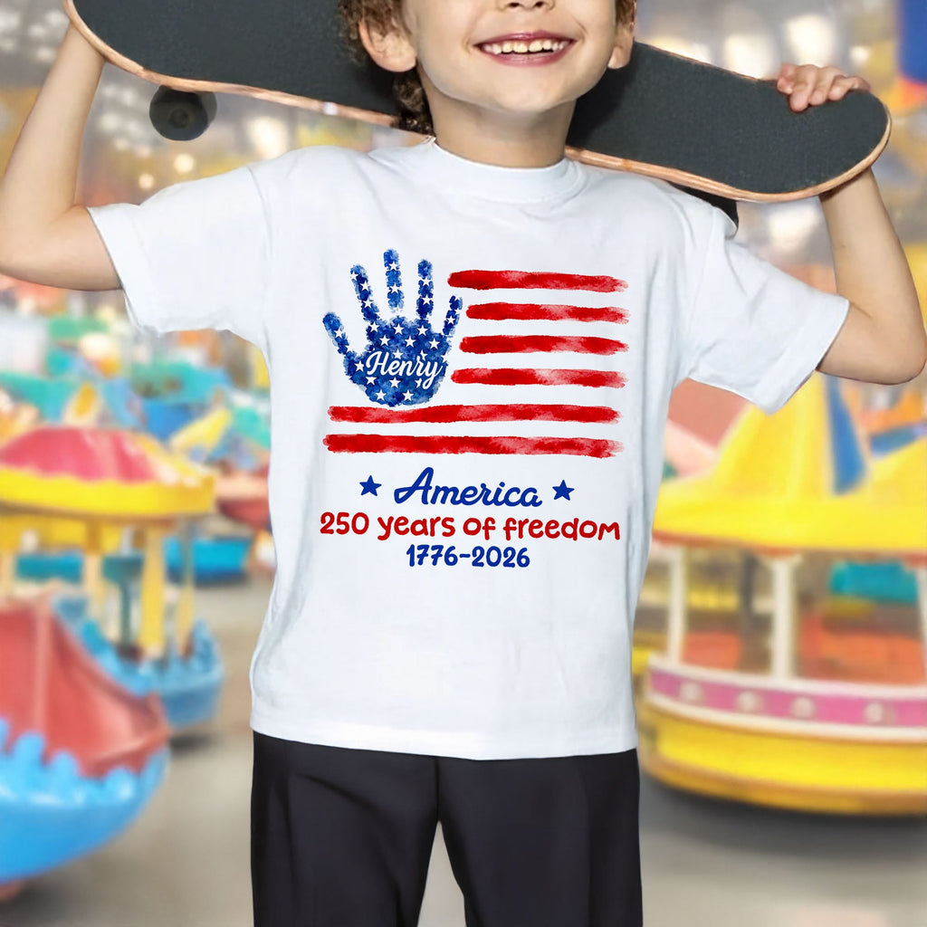 Personalized Patriotic Handprint Youth T-Shirt for Kids Youth T-Shirt GradoCreations