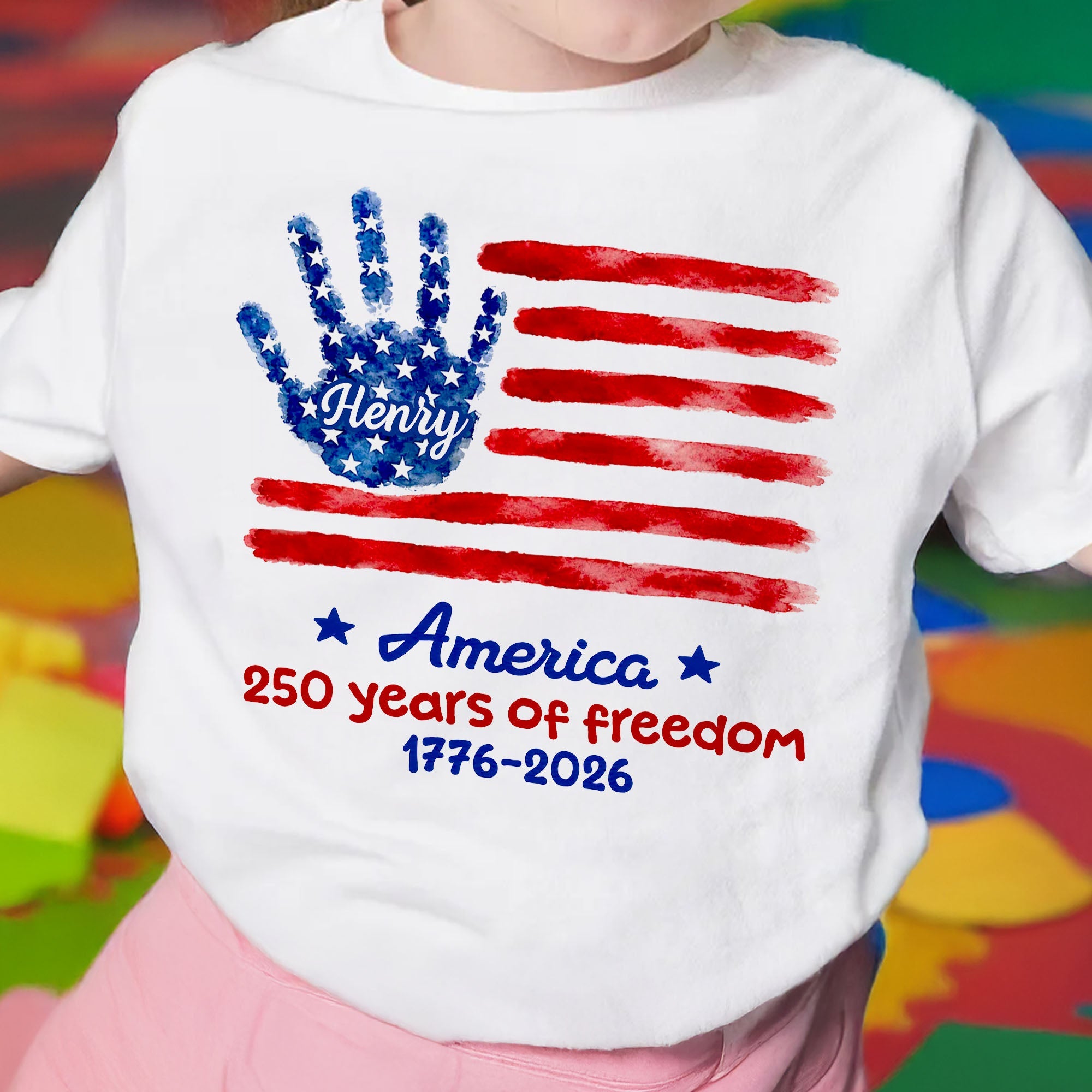 Personalized Patriotic Handprint Youth T-Shirt for Kids Youth T-Shirt GradoCreations