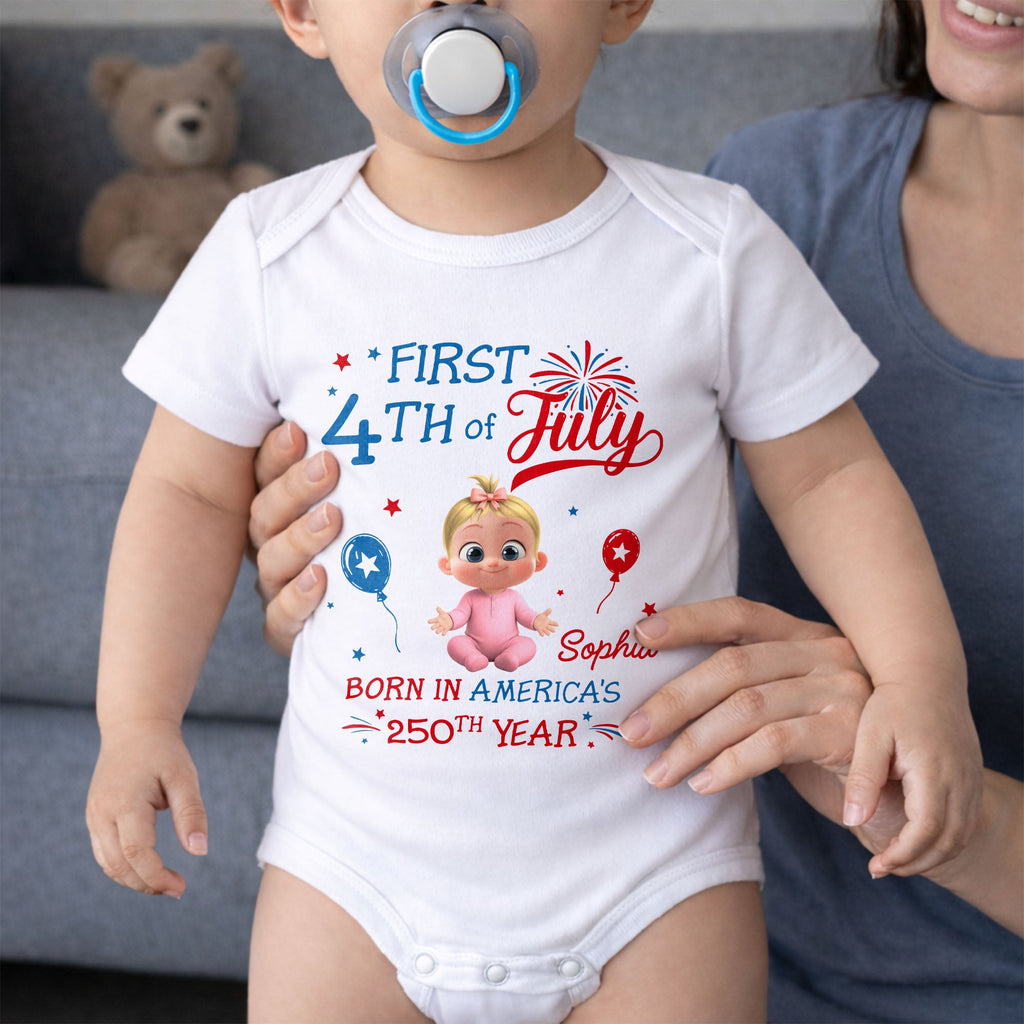 Personalized Baby Onesie 4th of July Custom Name Gift for Kids Baby Onesie GradoCreations