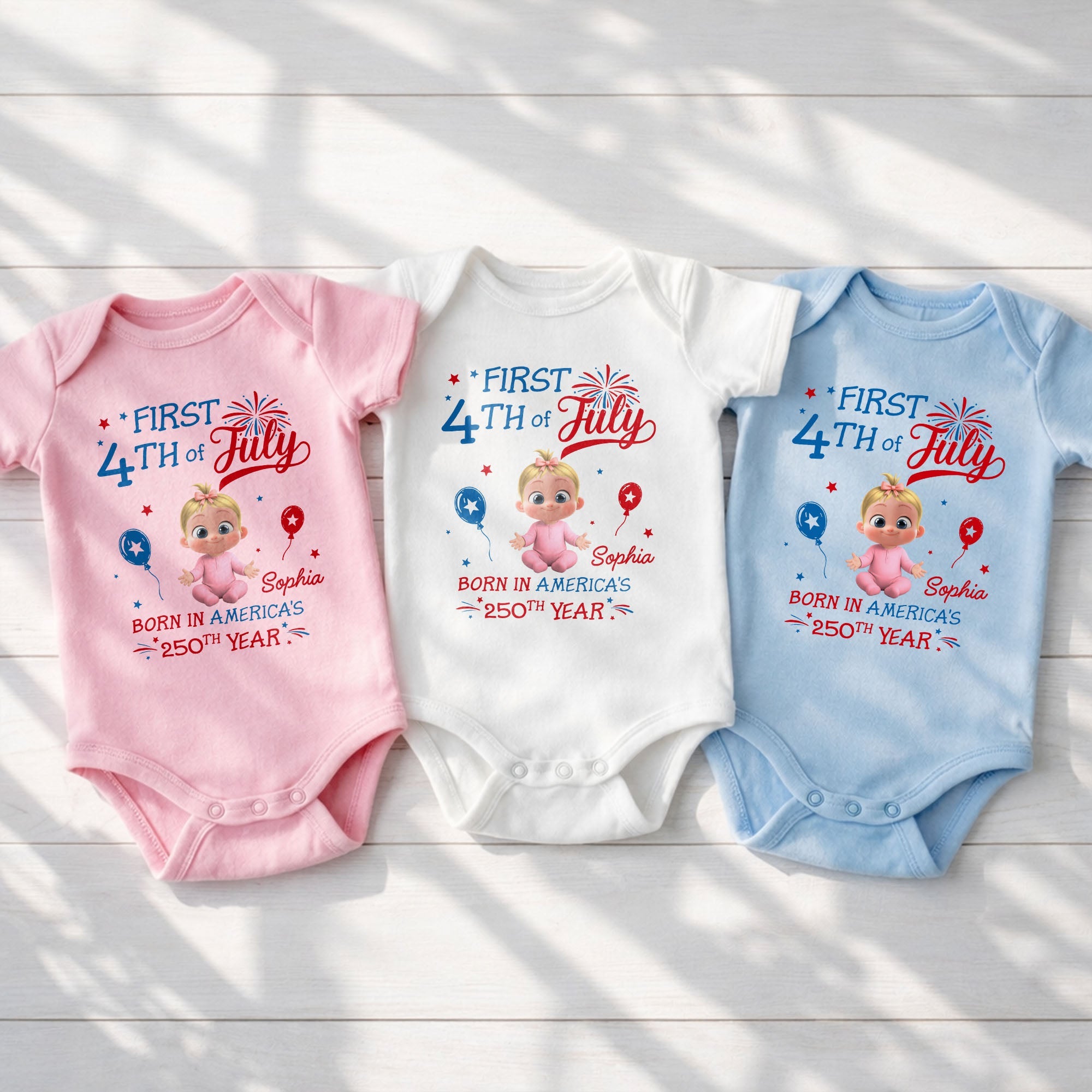 Personalized Baby Onesie 4th of July Custom Name Gift for Kids Baby Onesie GradoCreations