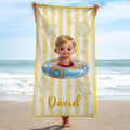 Personalized Beach Towel for Kids Custom Name Colorful Sea Animals Beach Towels GradoCreations