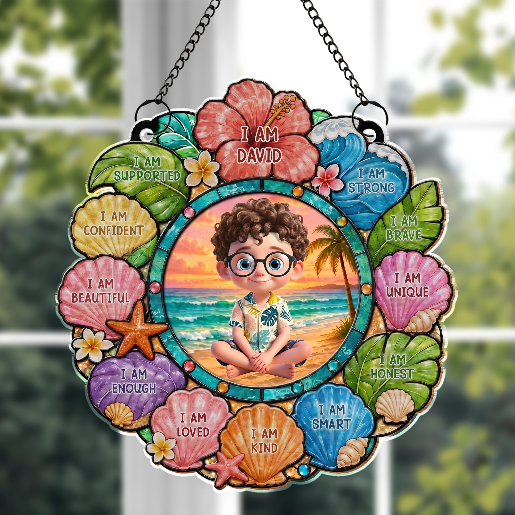 Custom Personalized Suncatcher for Kids with Name - Beach Theme Gift Suncatcher GradoCreations