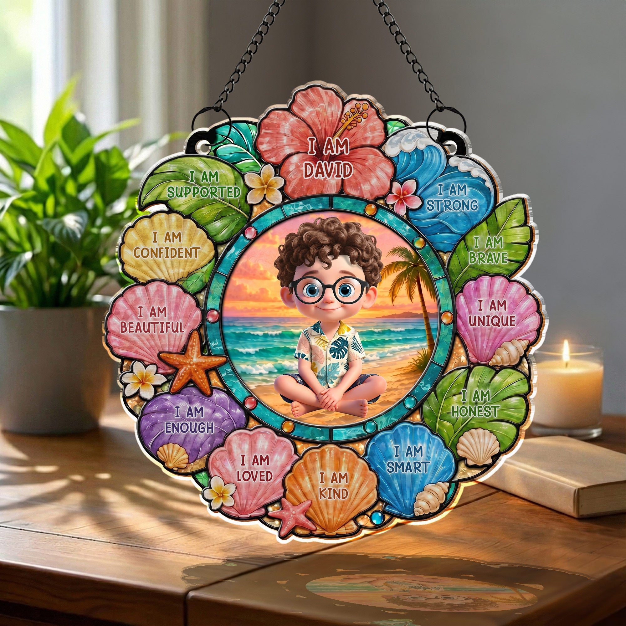 Custom Personalized Suncatcher for Kids with Name - Beach Theme Gift Suncatcher GradoCreations