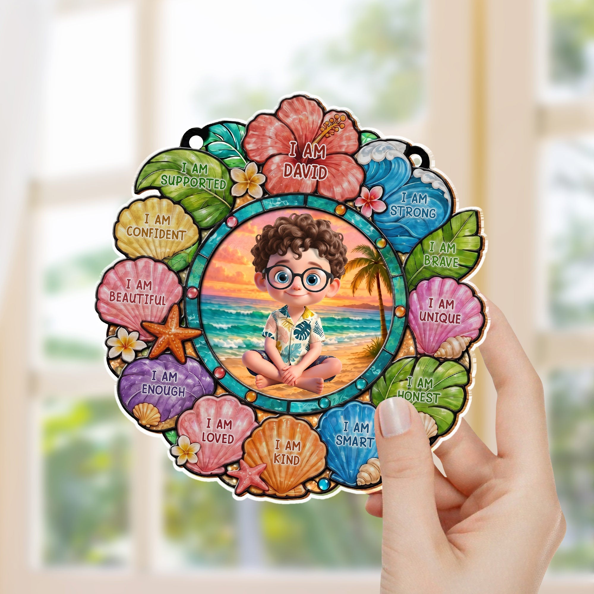 Custom Personalized Suncatcher for Kids with Name - Beach Theme Gift Suncatcher GradoCreations