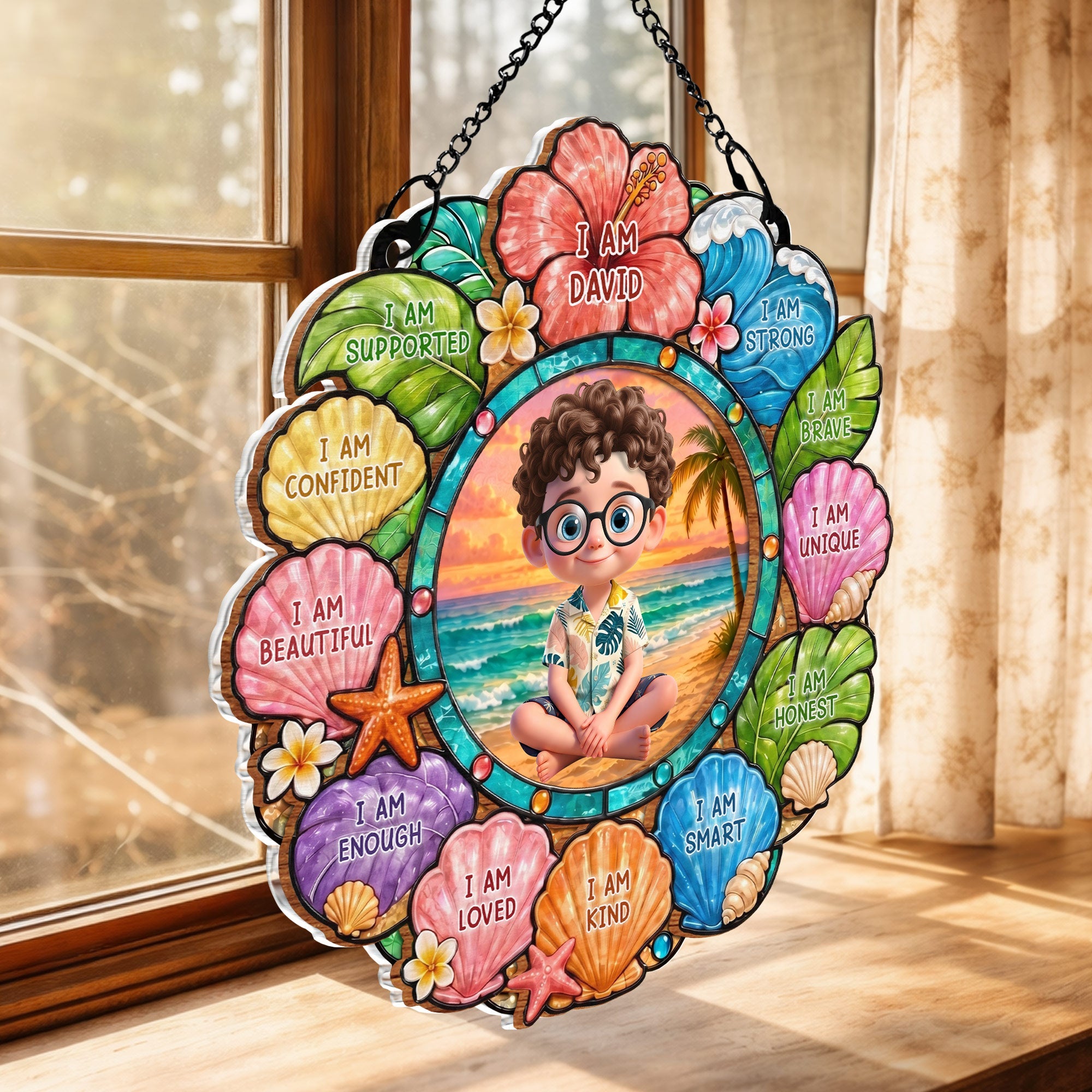 Custom Personalized Suncatcher for Kids with Name - Beach Theme Gift Suncatcher GradoCreations