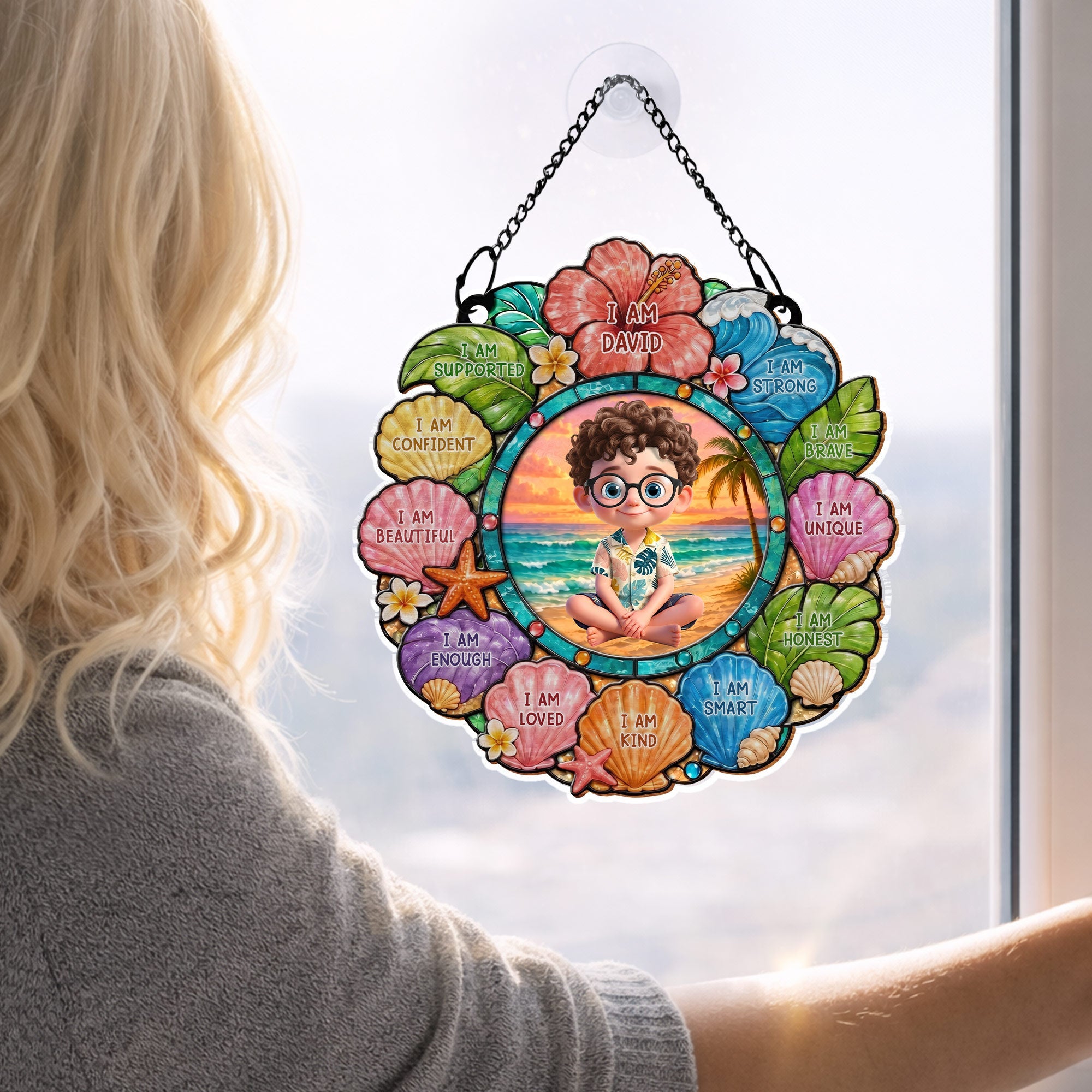 Custom Personalized Suncatcher for Kids with Name - Beach Theme Gift Suncatcher GradoCreations