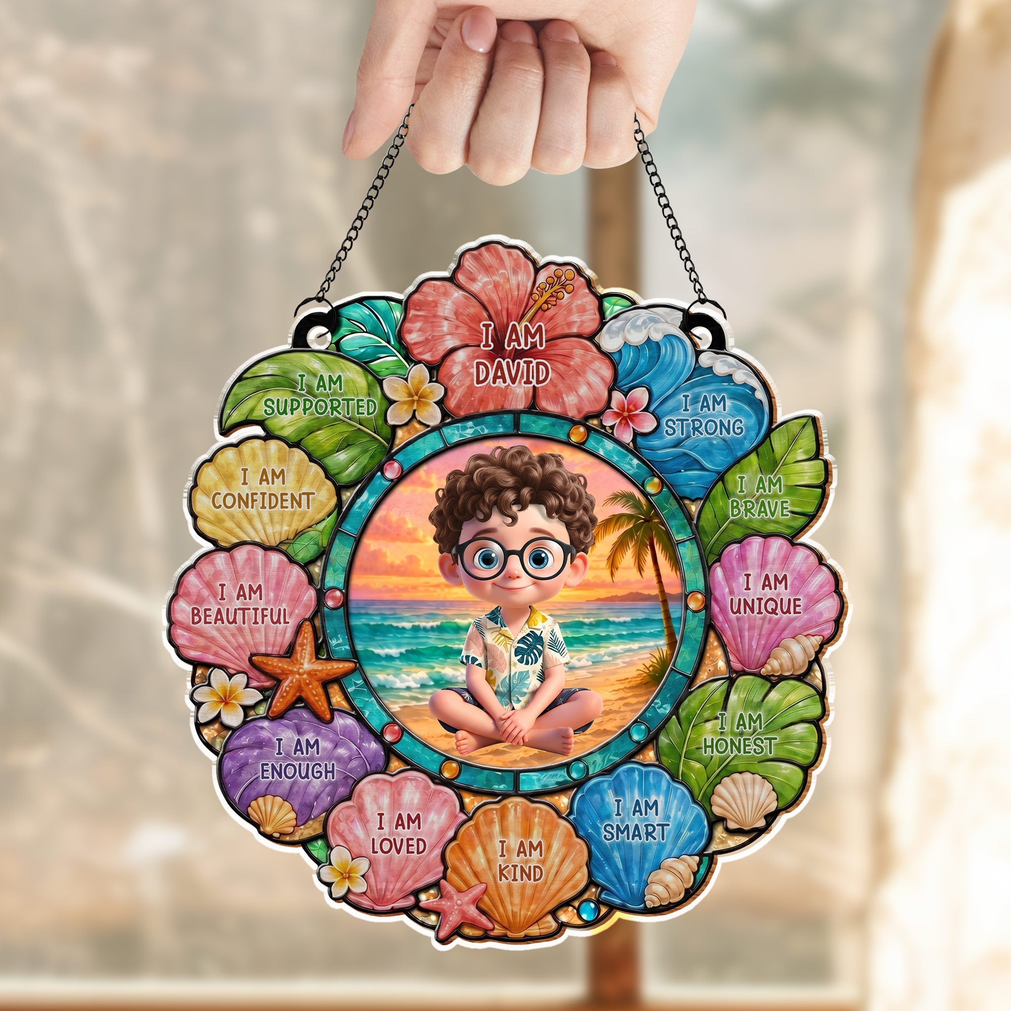 Custom Personalized Suncatcher for Kids with Name - Beach Theme Gift Suncatcher GradoCreations