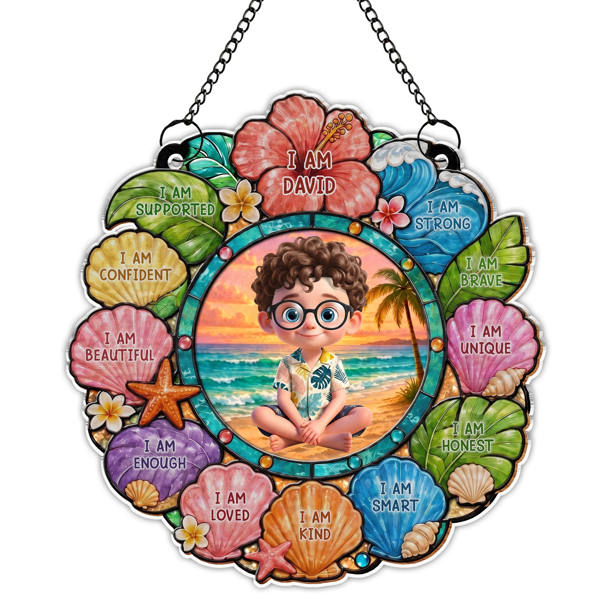 Custom Personalized Suncatcher for Kids with Name - Beach Theme Gift Suncatcher GradoCreations