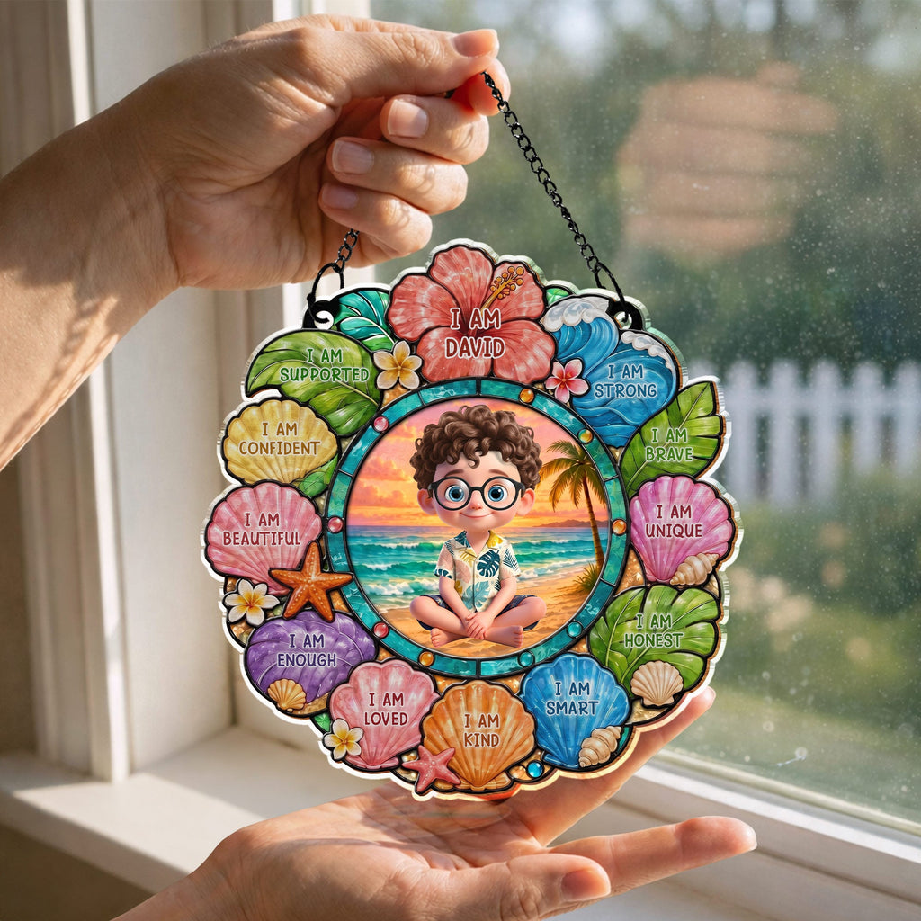 Custom Personalized Suncatcher for Kids with Name - Beach Theme Gift Suncatcher GradoCreations