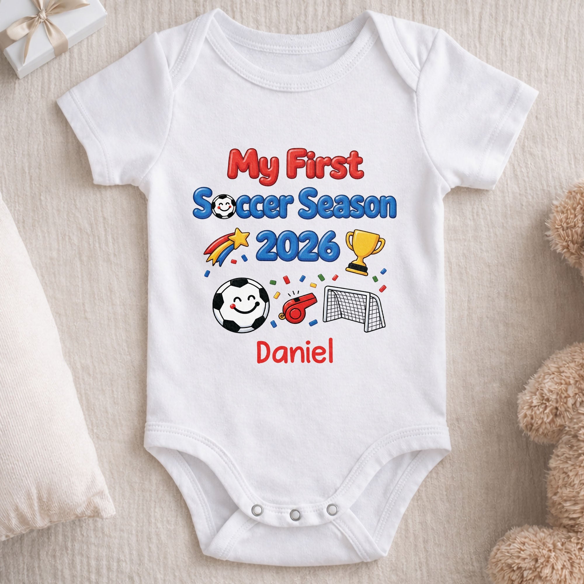 Personalized Baby Onesie Custom Name Soccer Gift for Kids Baby Onesie GradoCreations