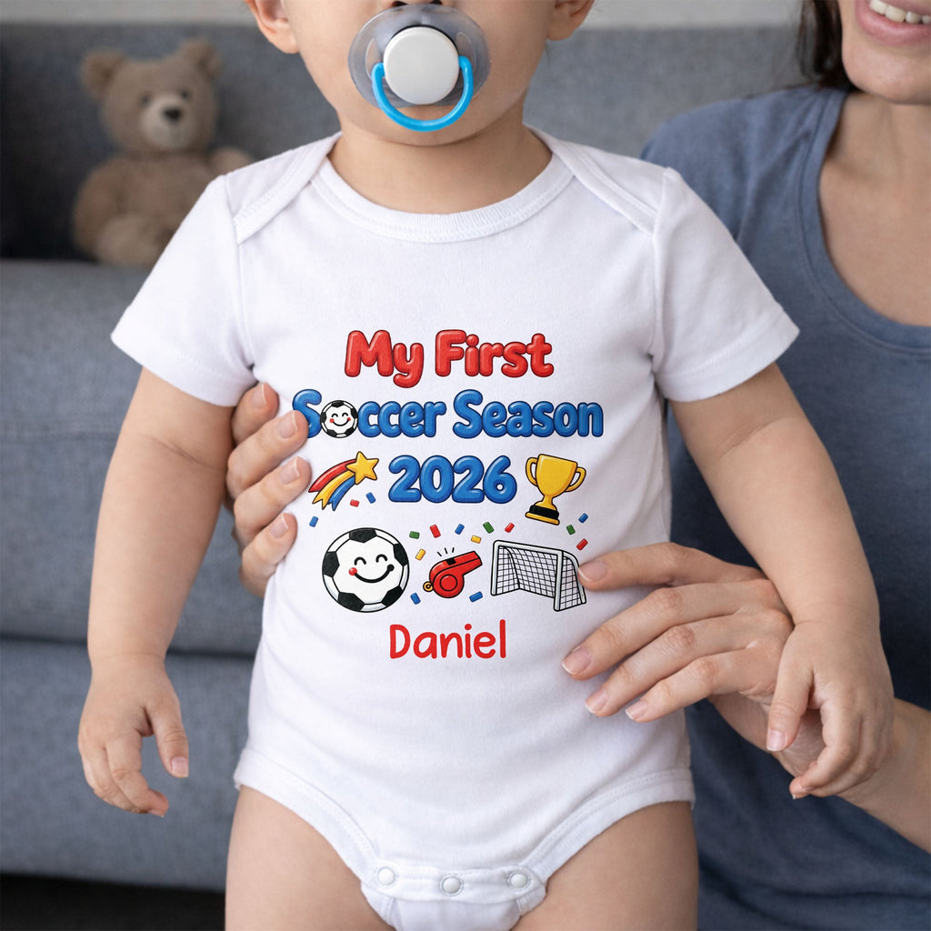 Personalized Baby Onesie Custom Name Soccer Gift for Kids Baby Onesie GradoCreations