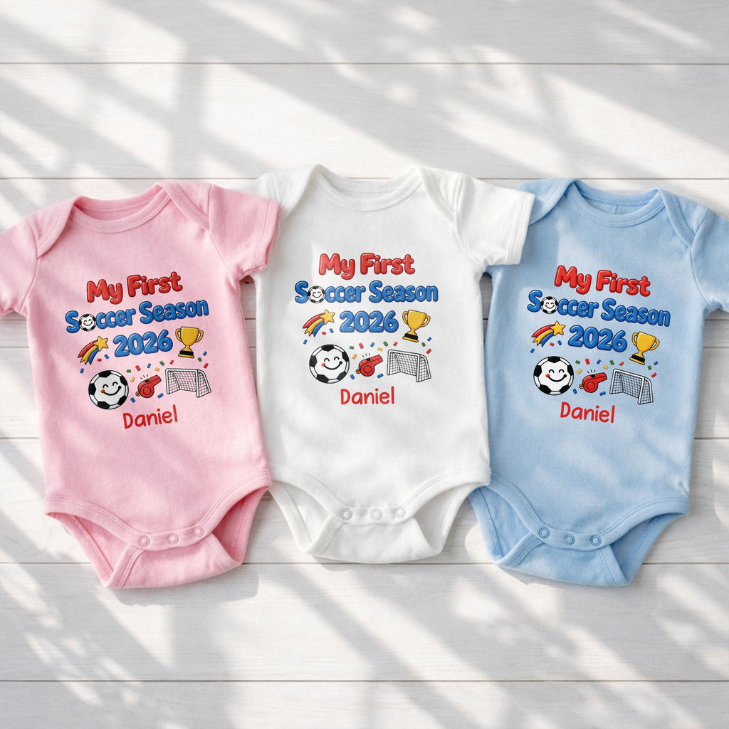 Personalized Baby Onesie Custom Name Soccer Gift for Kids Baby Onesie GradoCreations