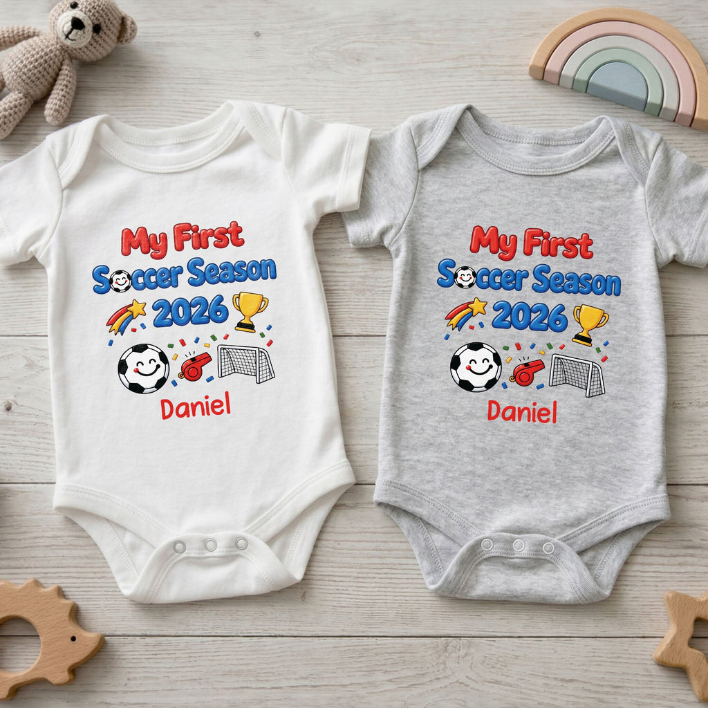 Personalized Baby Onesie Custom Name Soccer Gift for Kids Baby Onesie GradoCreations