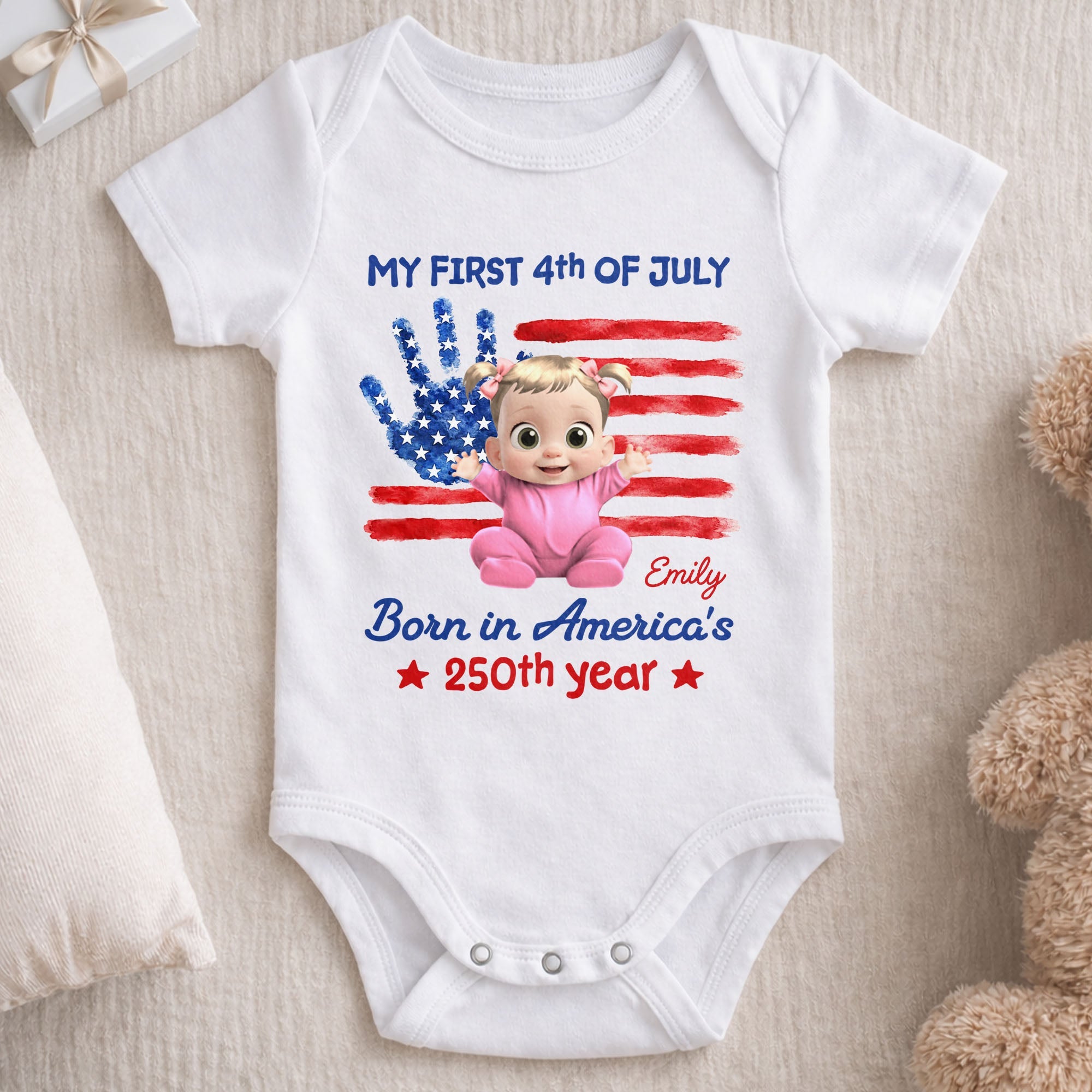 Personalized Baby Onesie Custom Name 4th of July Gift Baby Onesie GradoCreations