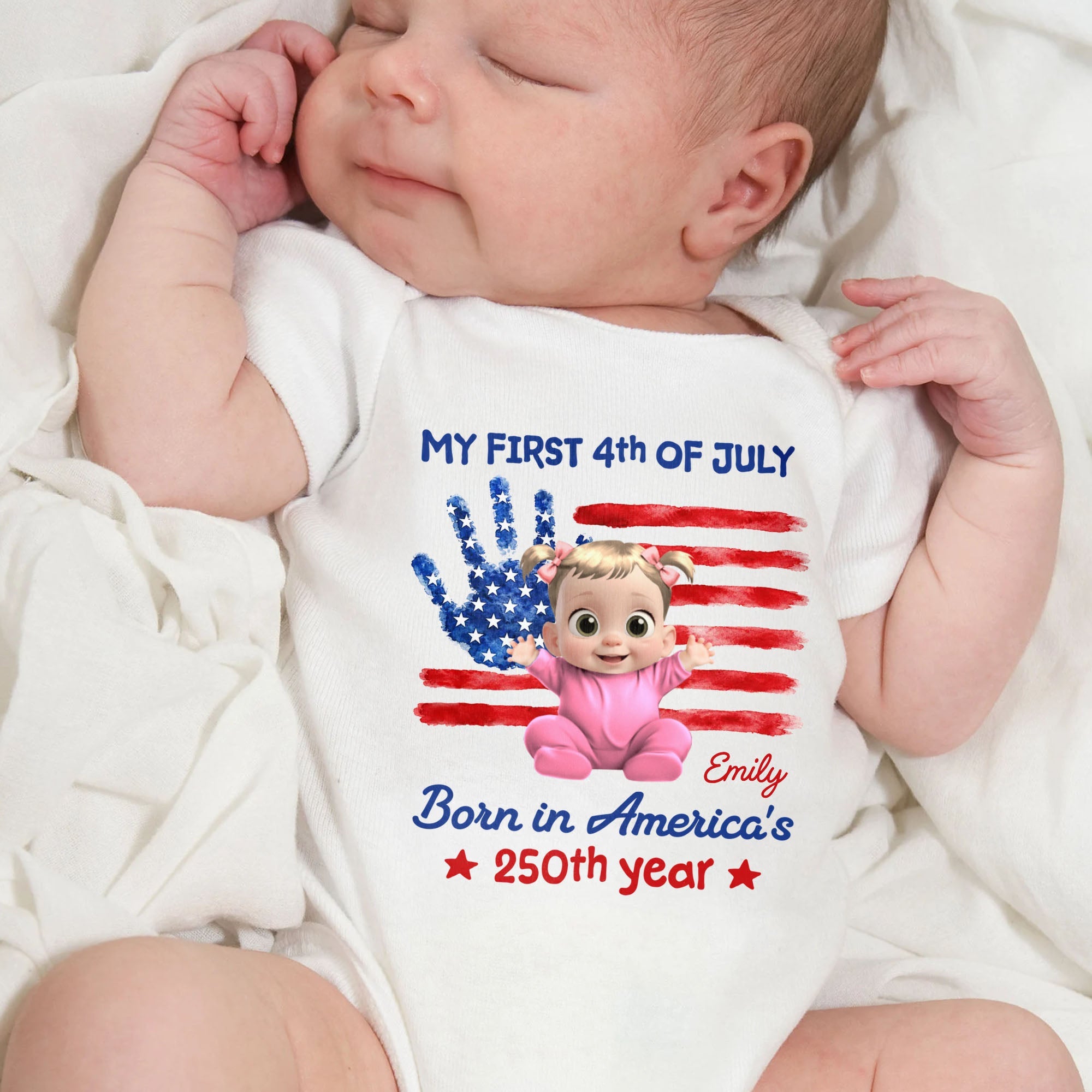 Personalized Baby Onesie Custom Name 4th of July Gift Baby Onesie GradoCreations