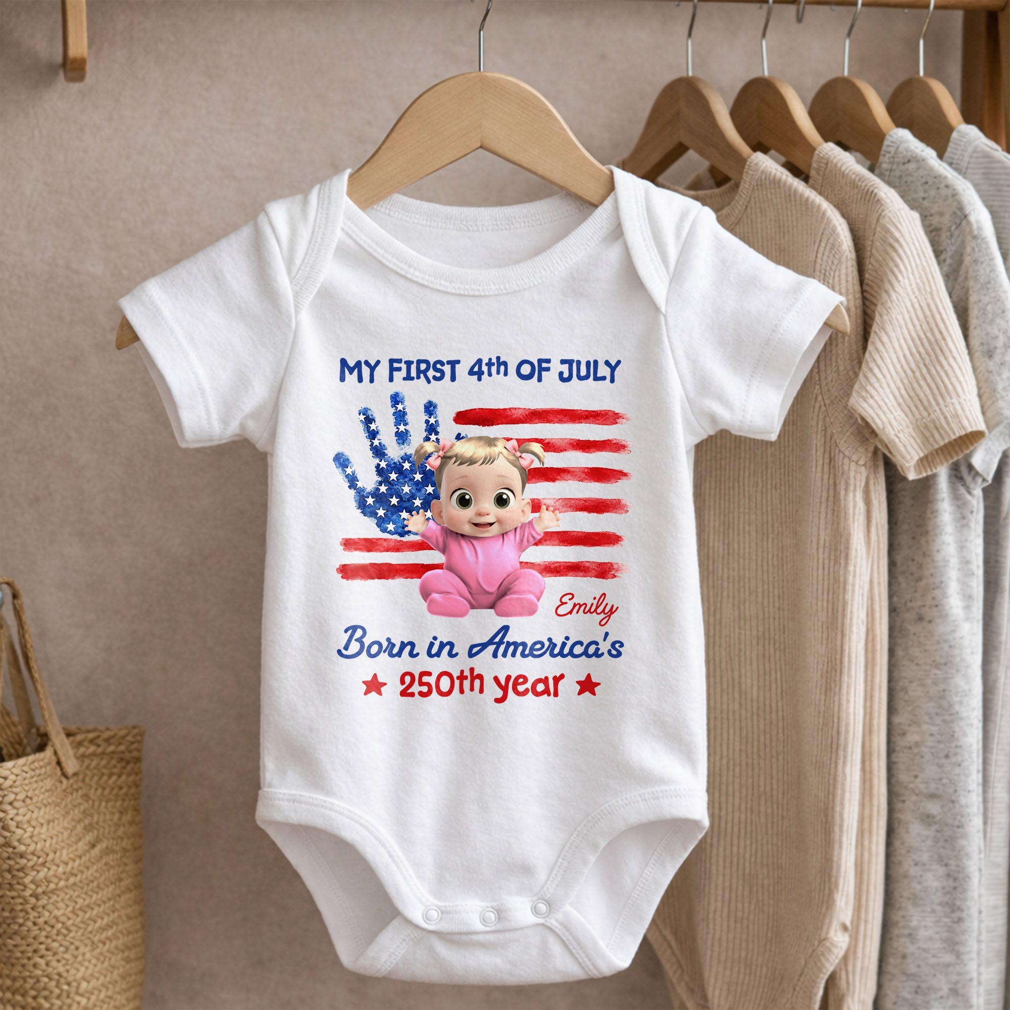 Personalized Baby Onesie Custom Name 4th of July Gift Baby Onesie GradoCreations