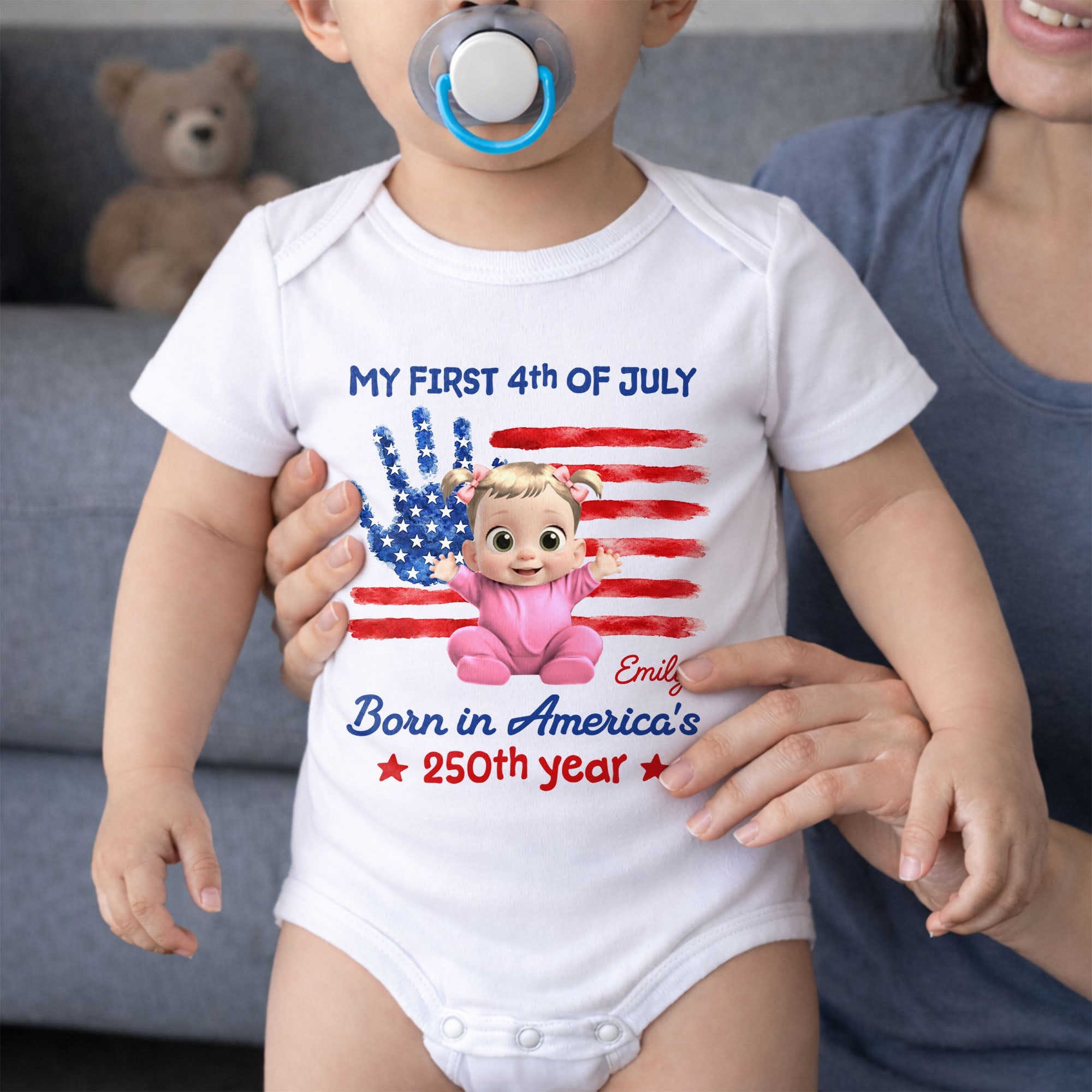 Personalized Baby Onesie Custom Name 4th of July Gift Baby Onesie GradoCreations