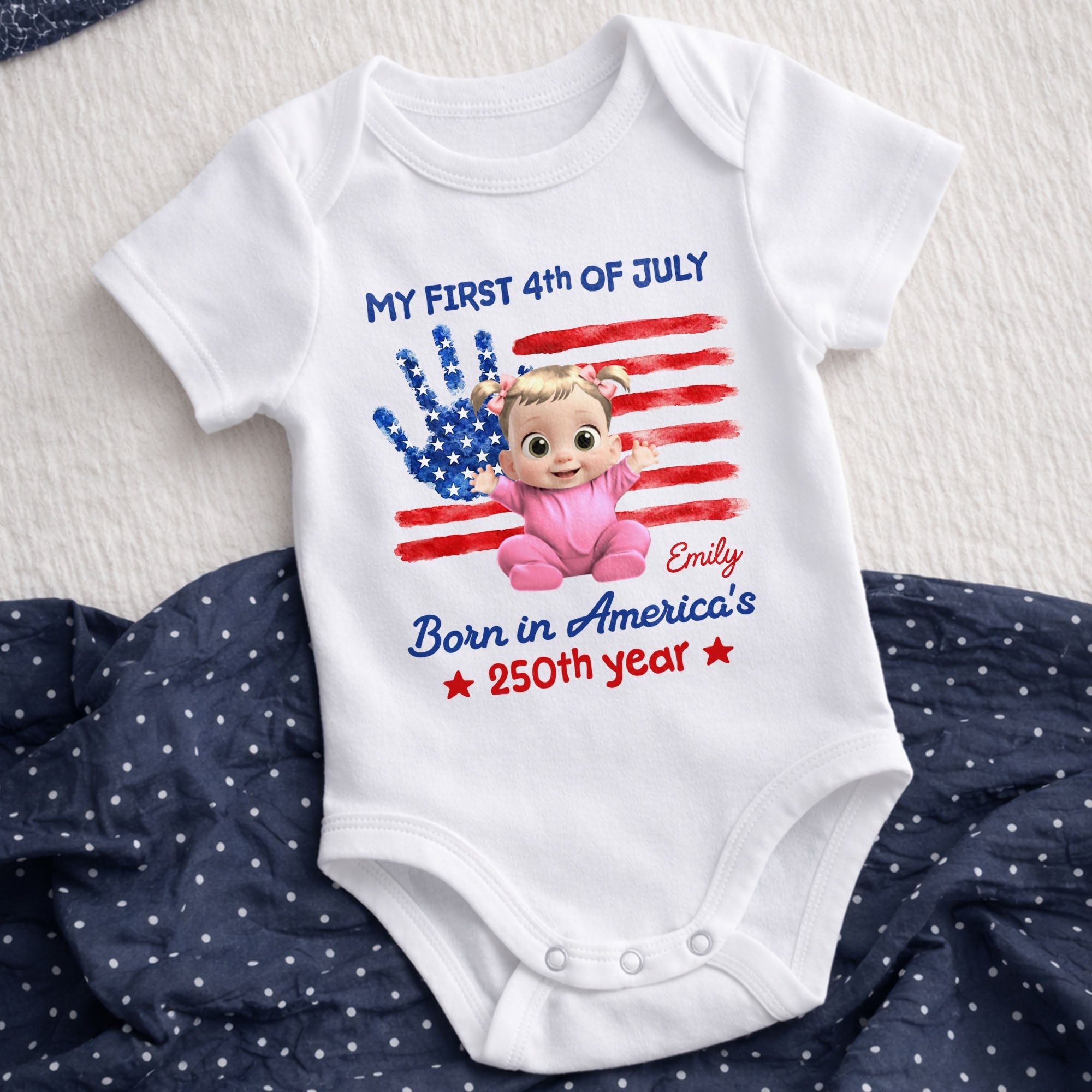 Personalized Baby Onesie Custom Name 4th of July Gift Baby Onesie GradoCreations