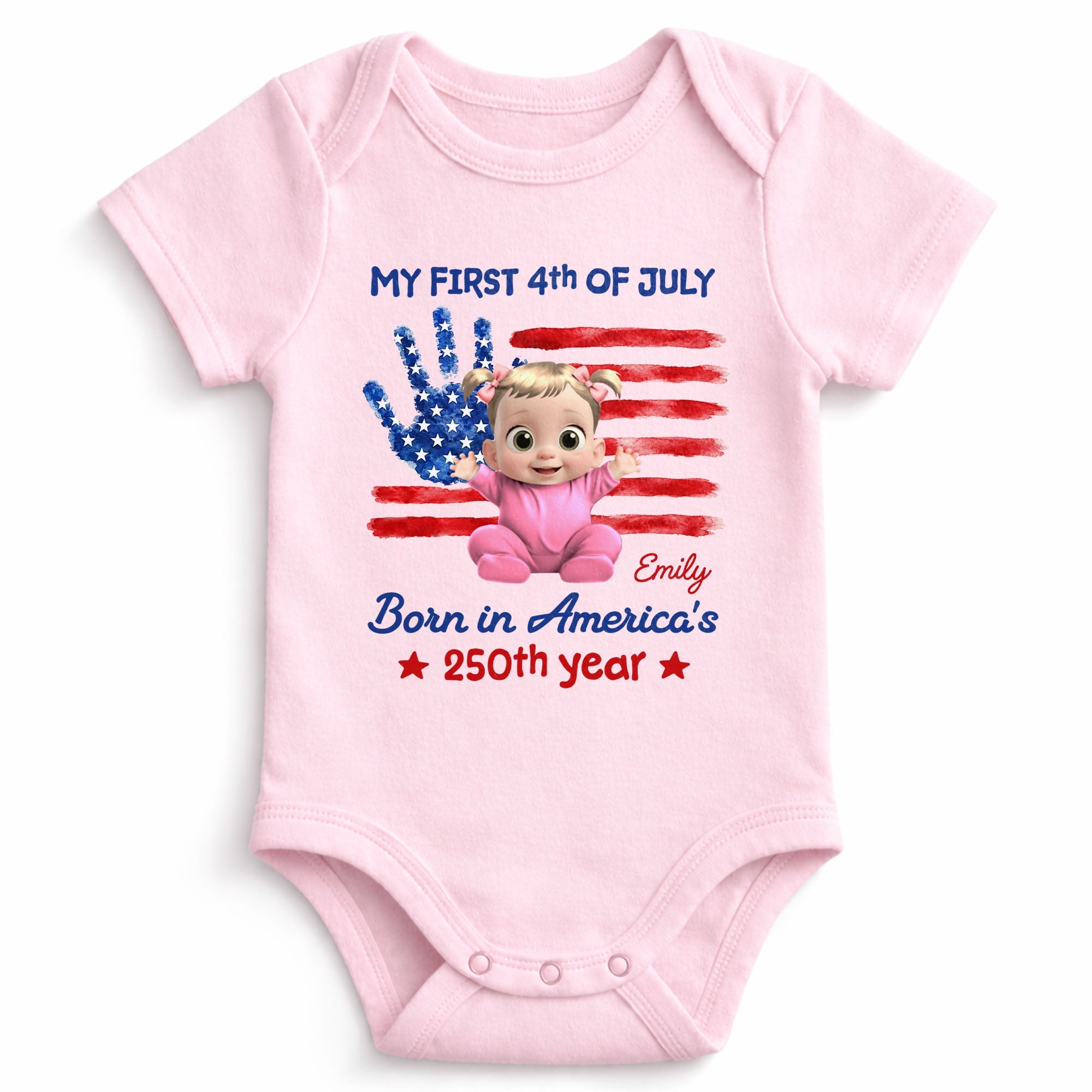 Personalized Baby Onesie Custom Name 4th of July Gift Baby Onesie GradoCreations