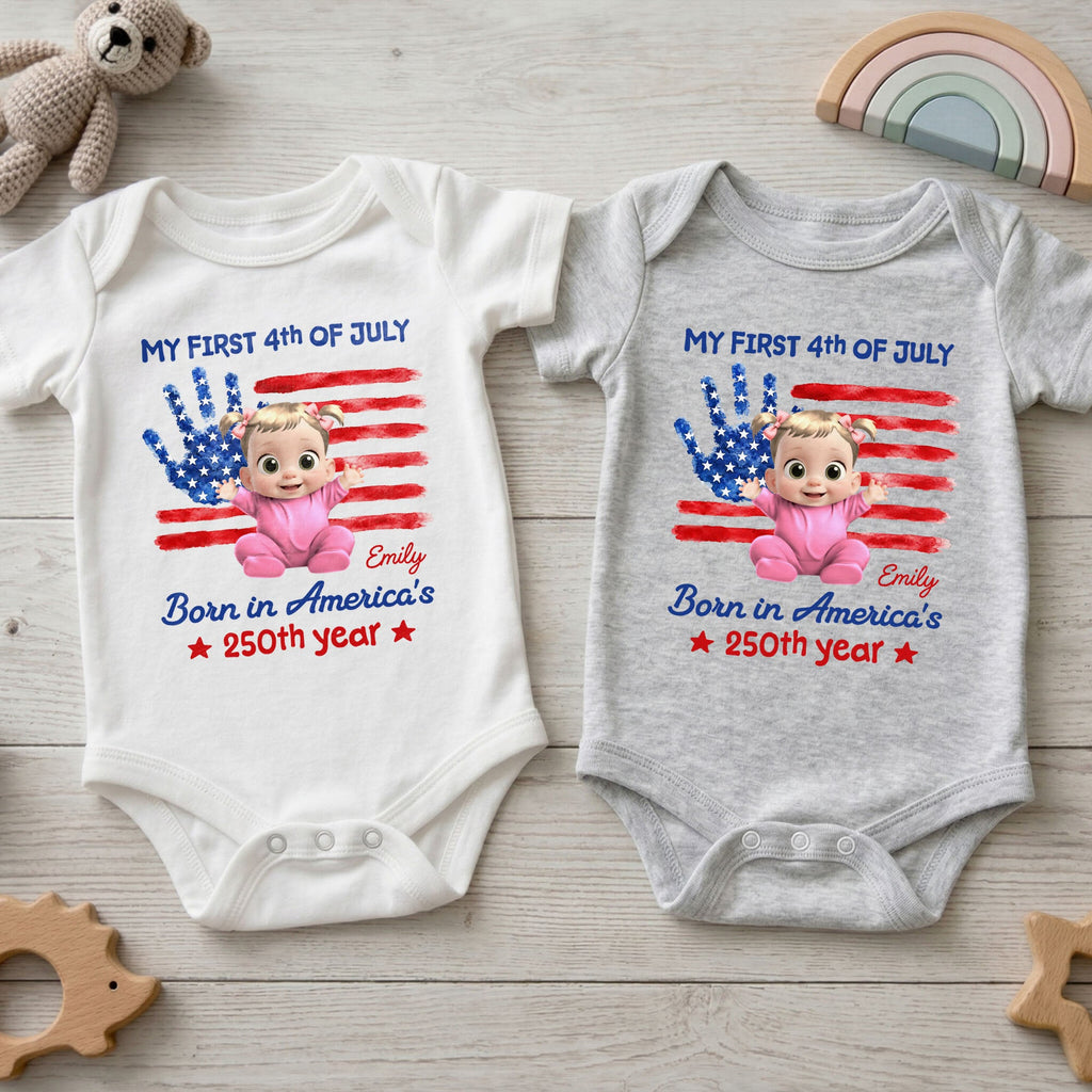 Personalized Baby Onesie Custom Name 4th of July Gift Baby Onesie GradoCreations