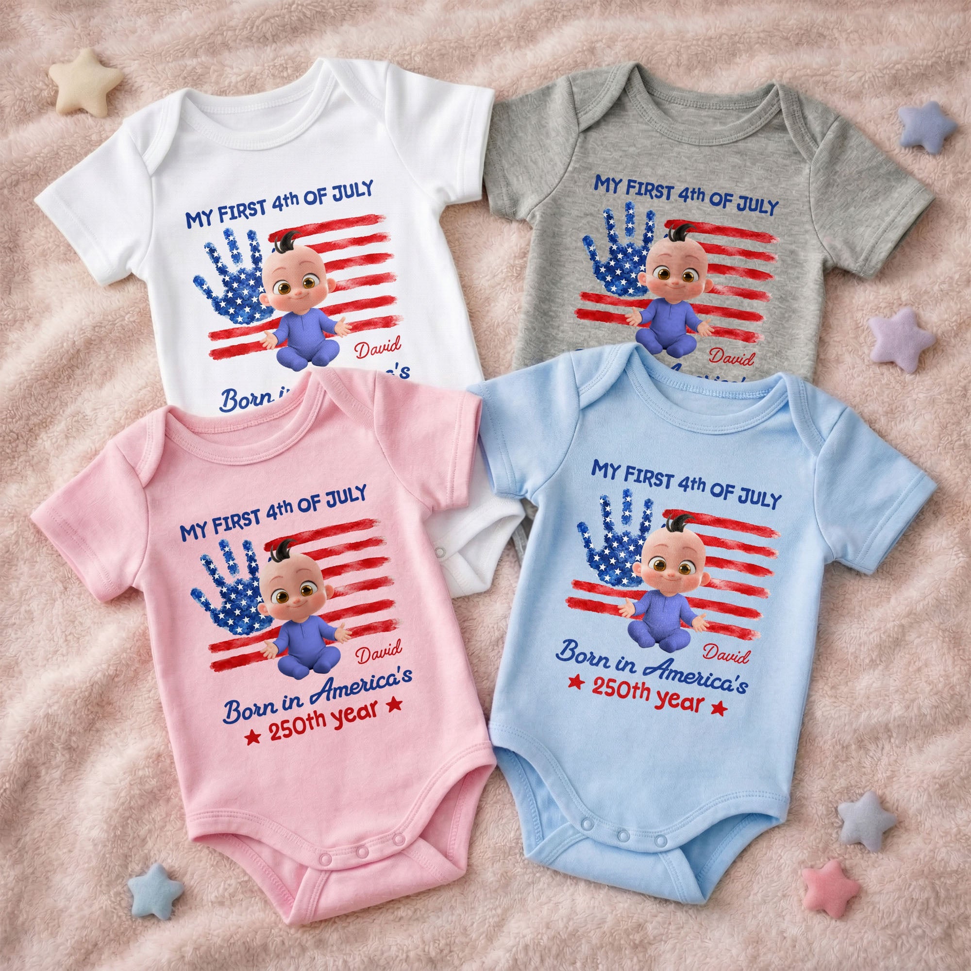 Personalized 4th of July Baby Onesie Custom Name Gift Idea Baby Onesie GradoCreations