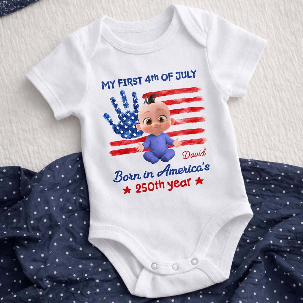 Personalized 4th of July Baby Onesie Custom Name Gift Idea Baby Onesie GradoCreations