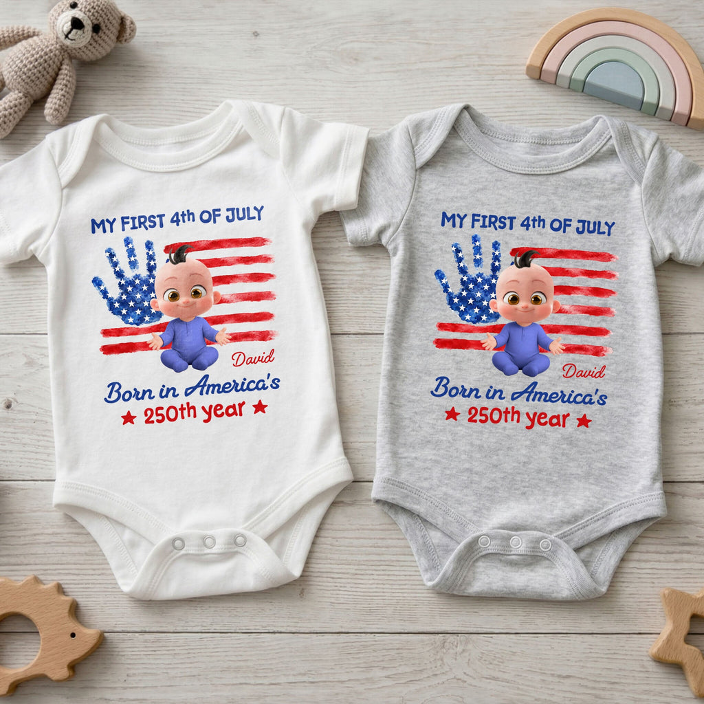 Personalized 4th of July Baby Onesie Custom Name Gift Idea Baby Onesie GradoCreations